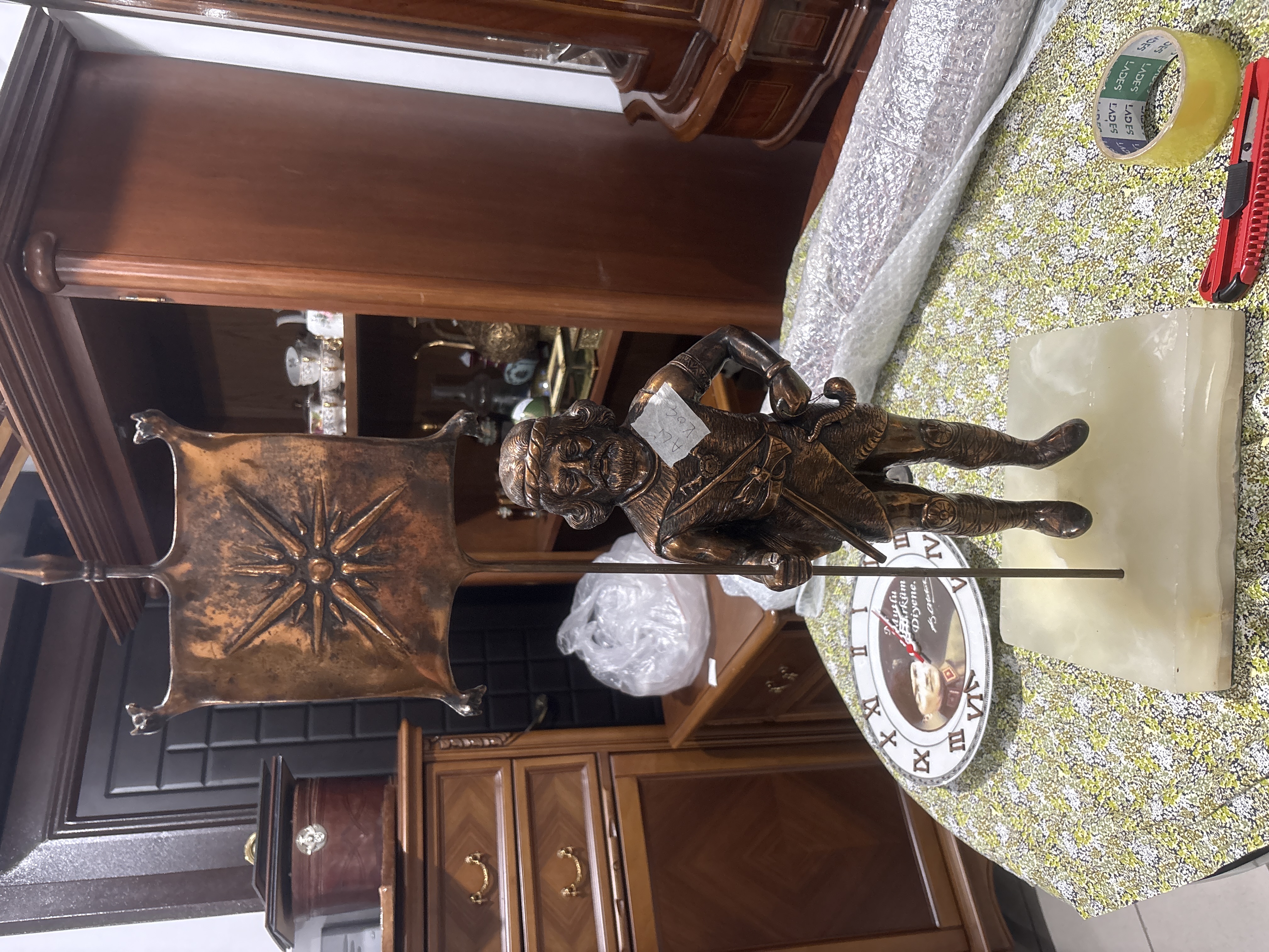 Bronze Knight Statue on Alabaster Base