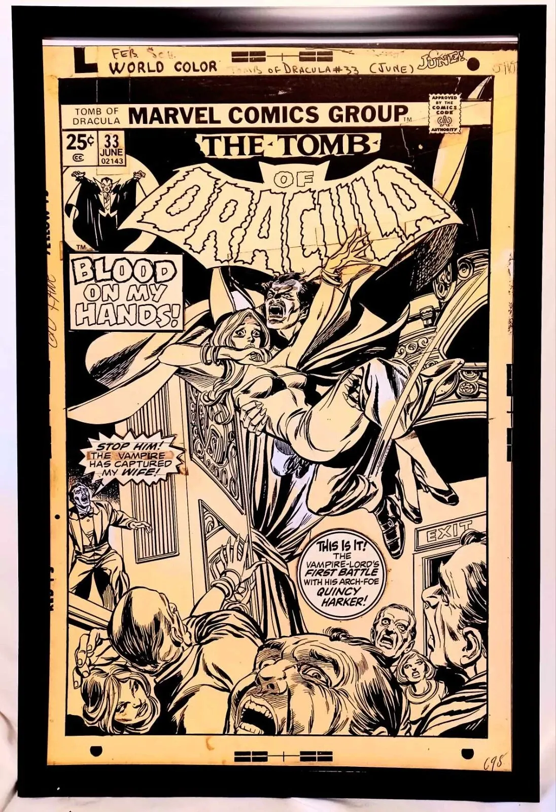 Marvel Bronze Age Original Cover Art Board for Tomb of Dracula #33