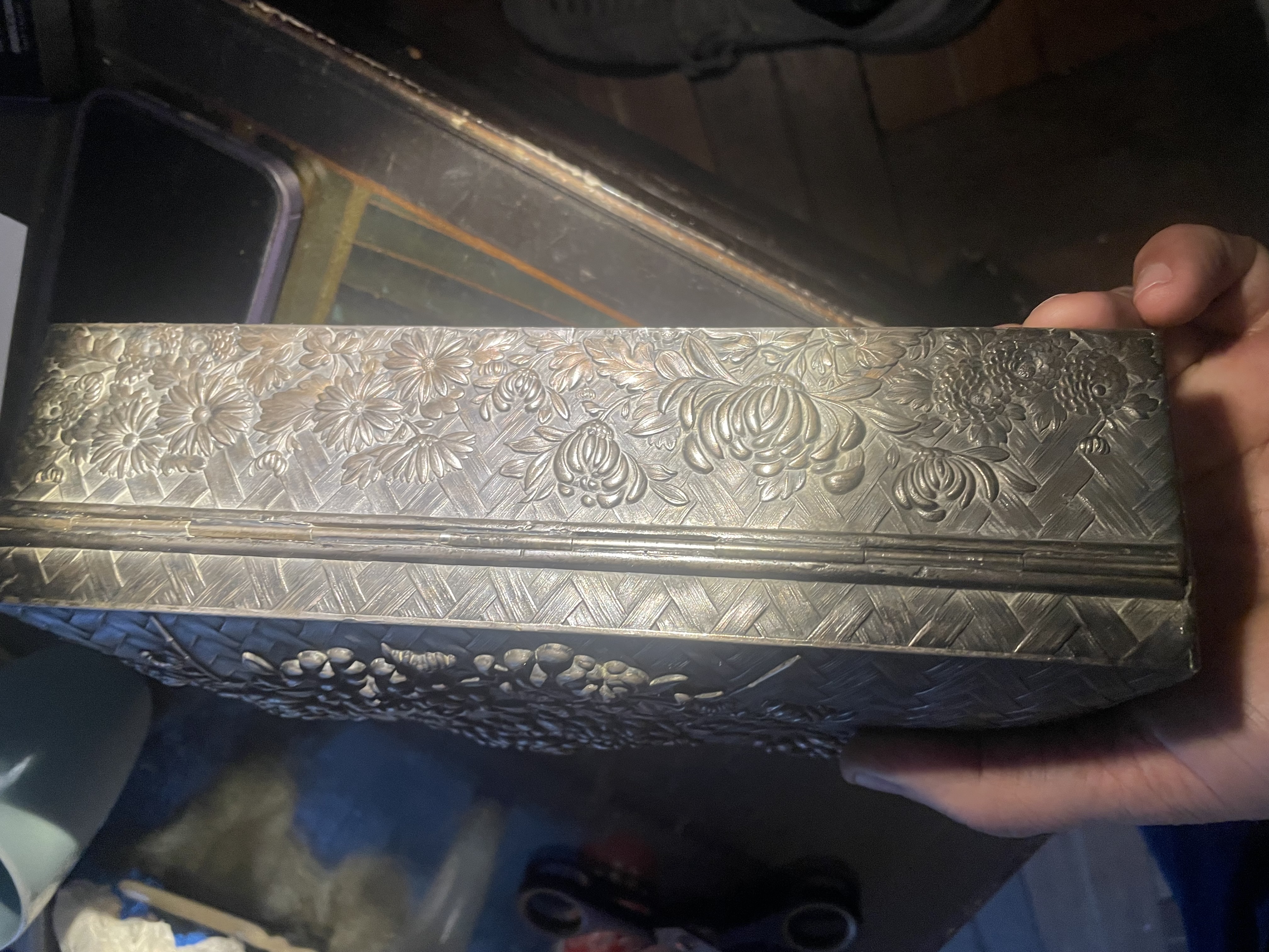 Chinese Repoussé Silver Box thumbnail 2