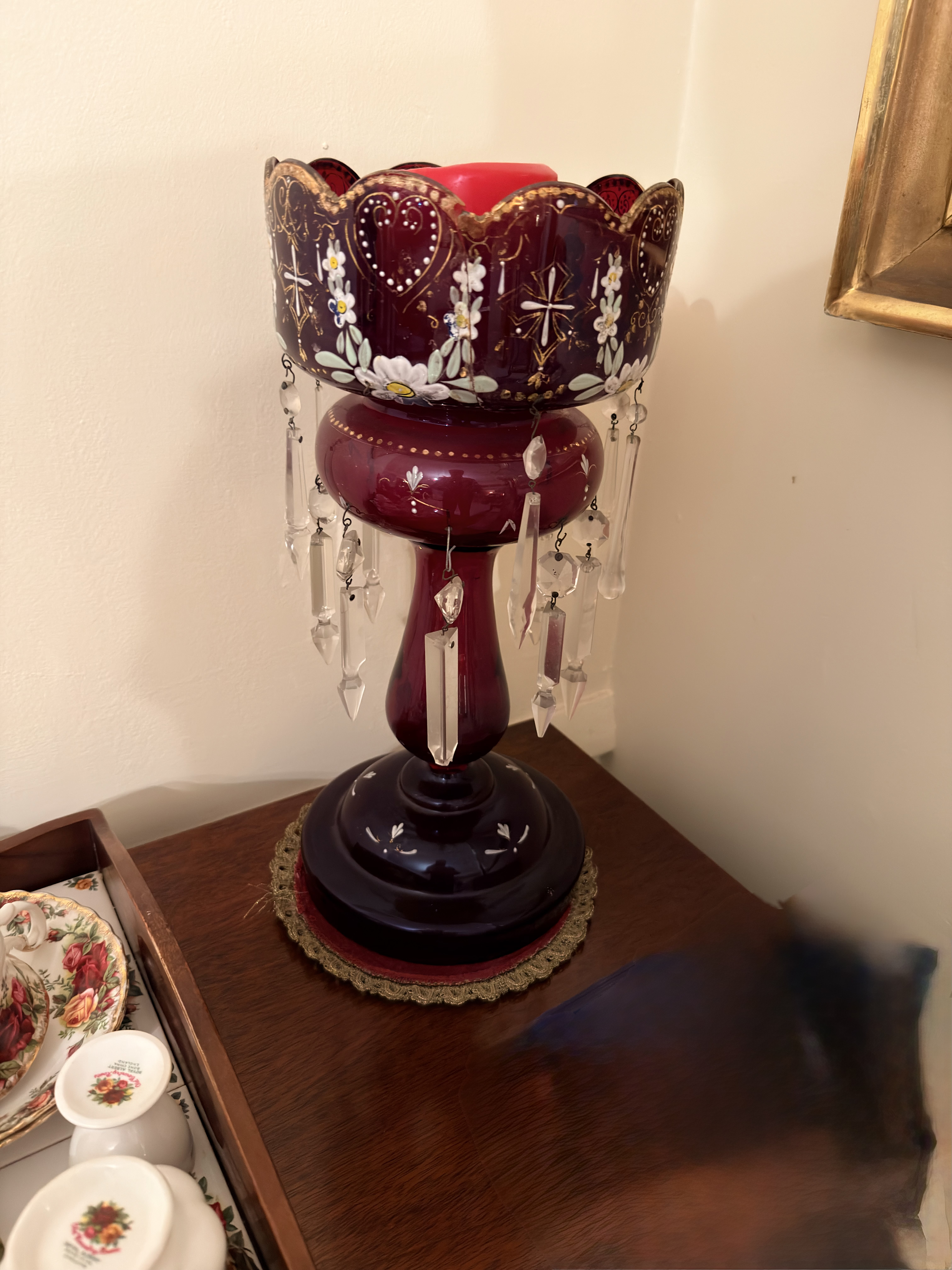 Bohemian Glass Mantle Luster
