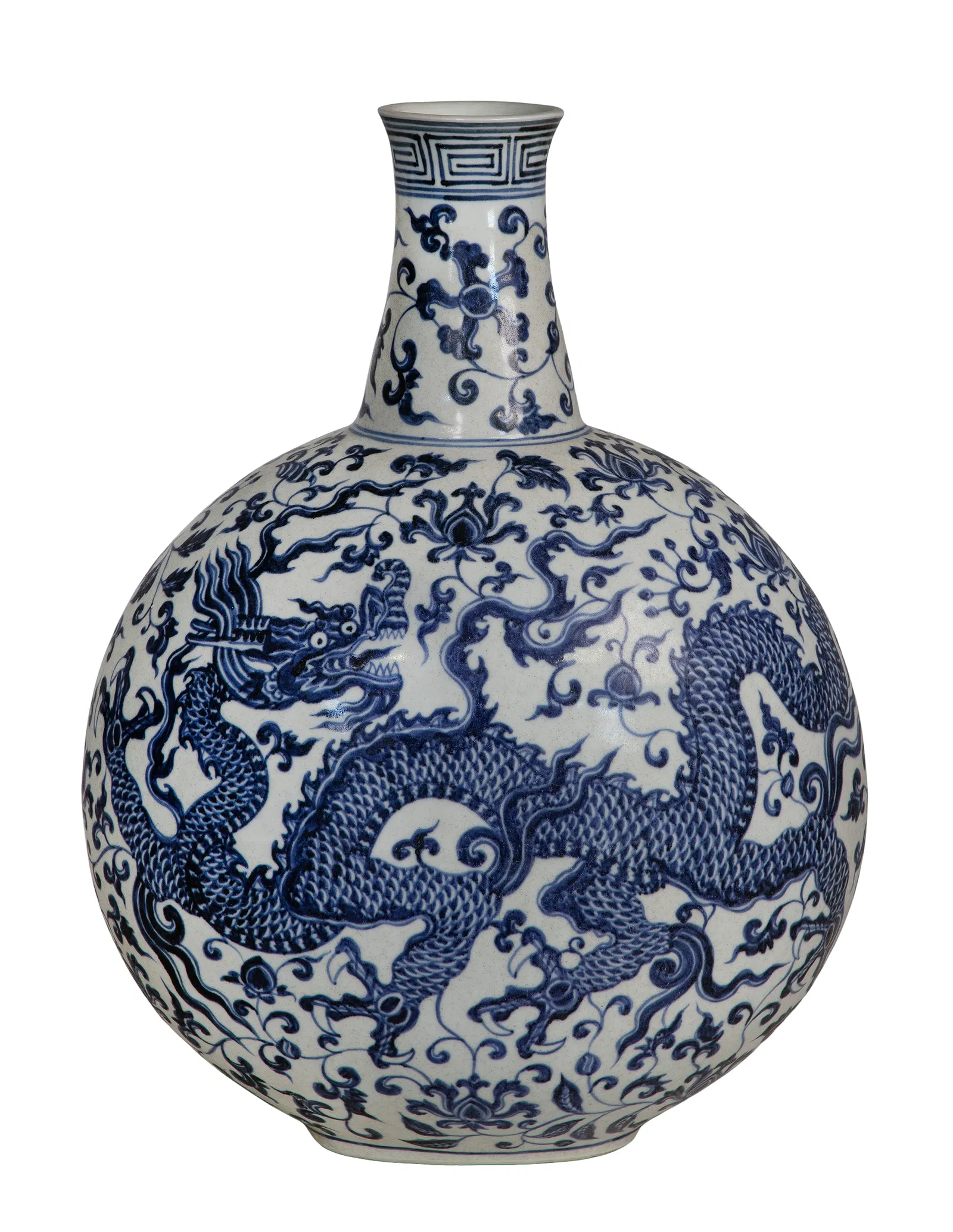 Chinese Blue and White Porcelain Dragon Flask thumbnail 4