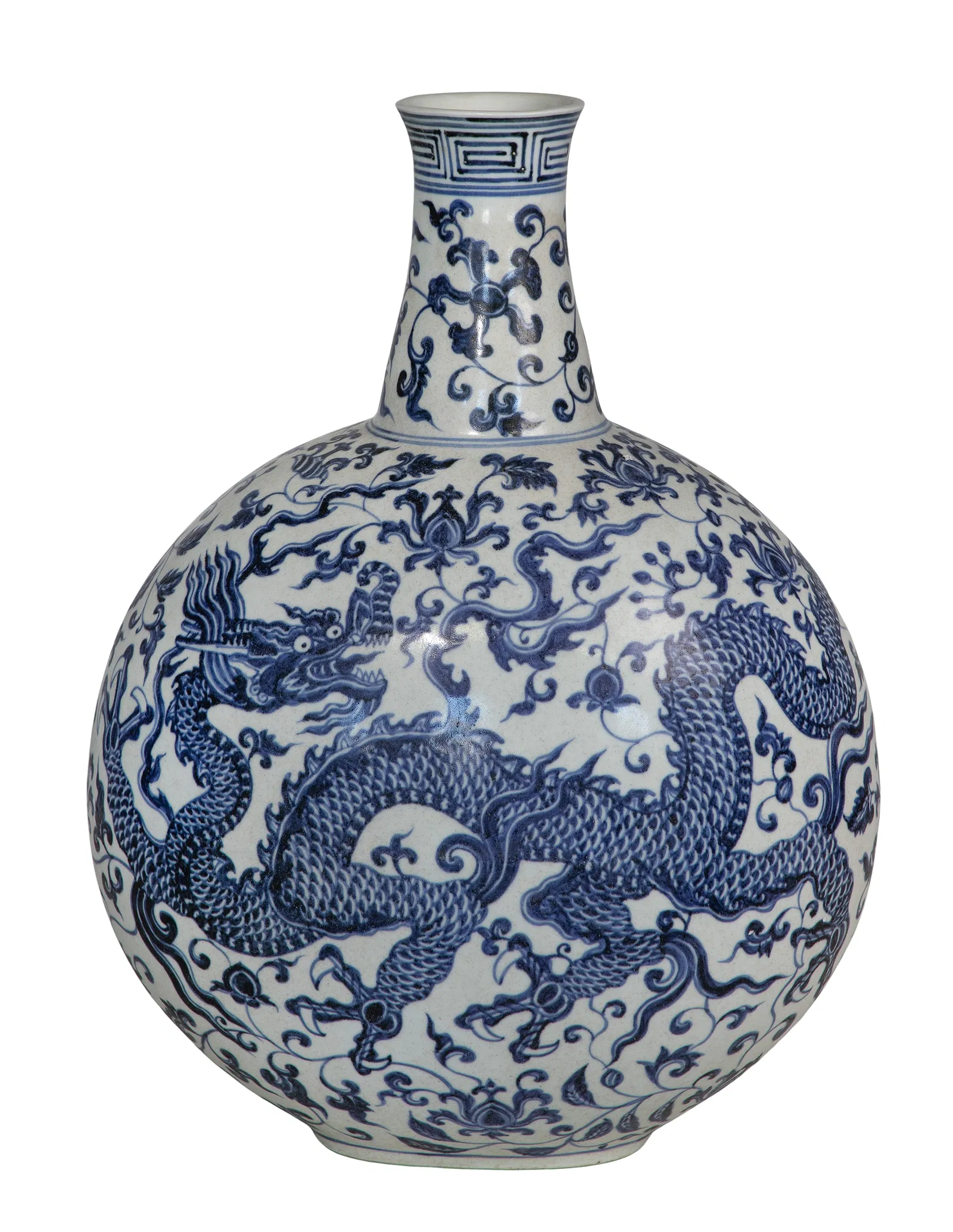 Chinese Blue and White Porcelain Dragon Flask thumbnail 5