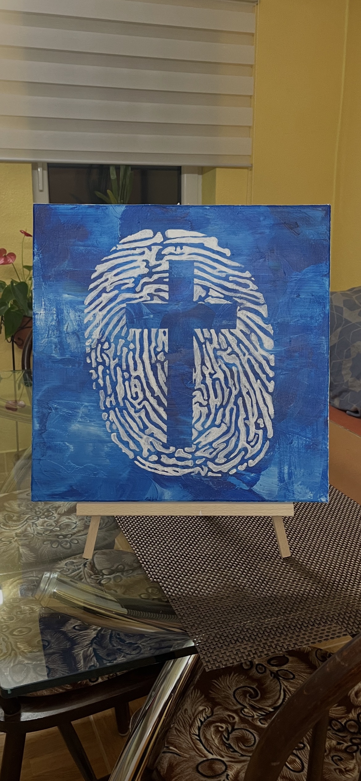 Modern Abstract Fingerprint Cross Canvas