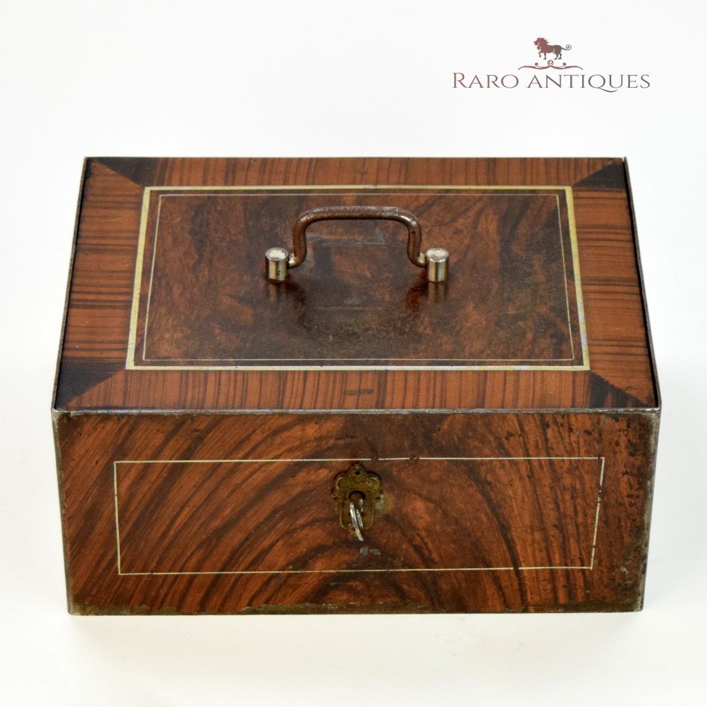 English Victorian Mahogany and Walnut Writing Box or Tea Caddy thumbnail 2
