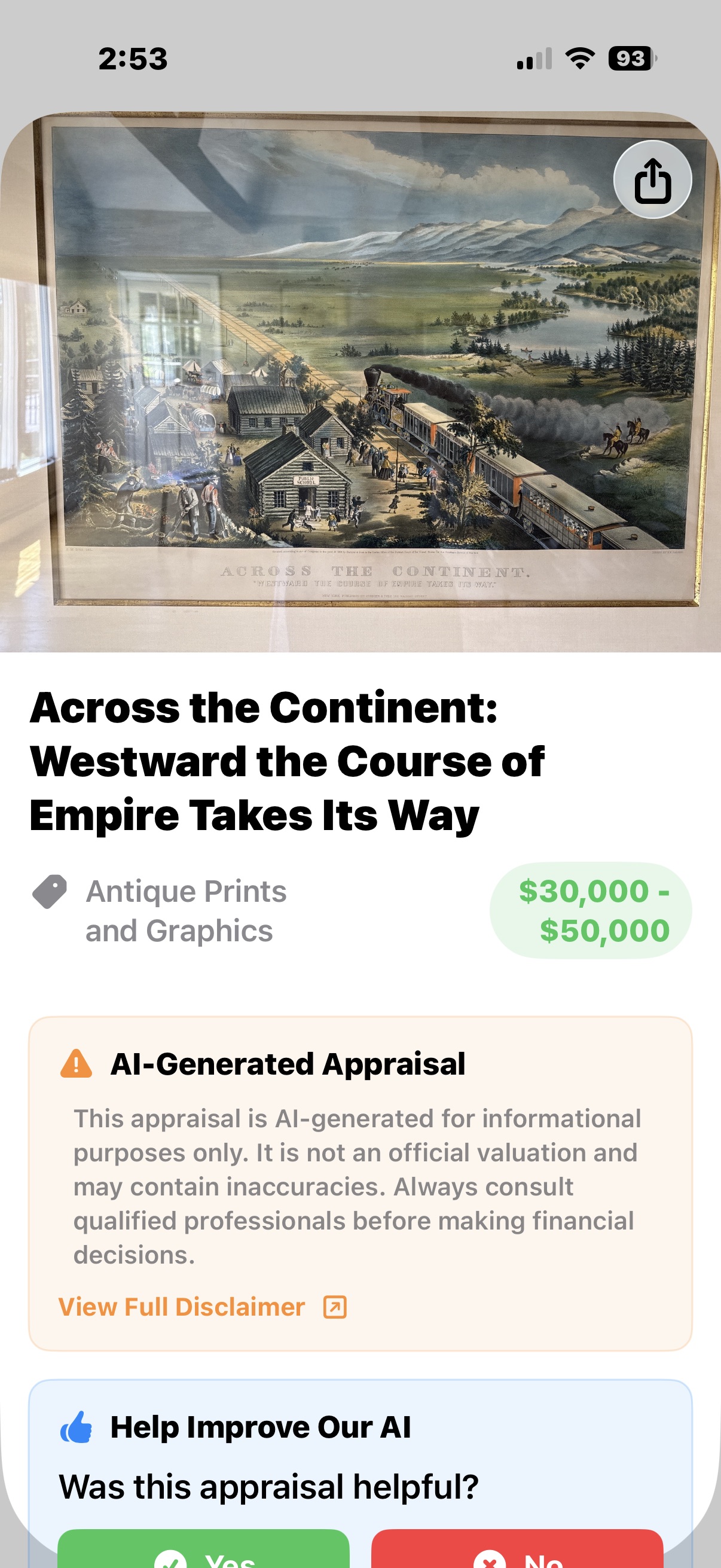 Currier & Ives Lithograph 'Across the Continent'