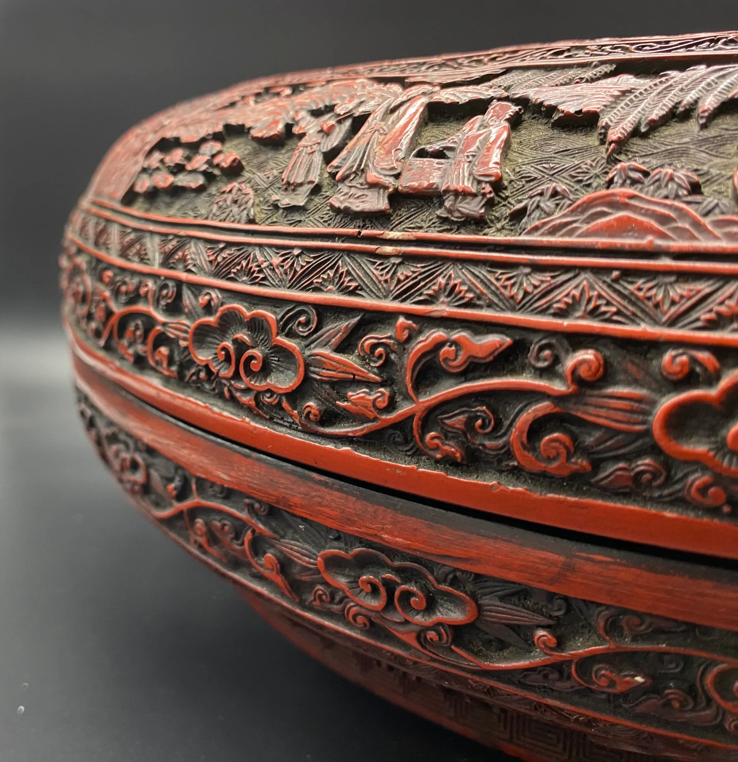 Qing Dynasty Period Chinese Cinnabar Lacquer 'Longevity' Box thumbnail 3