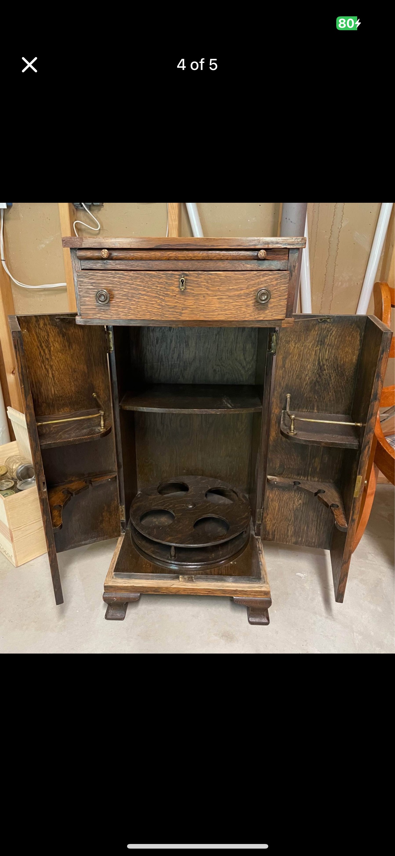 American Mission Oak Period Liquor Cabinet