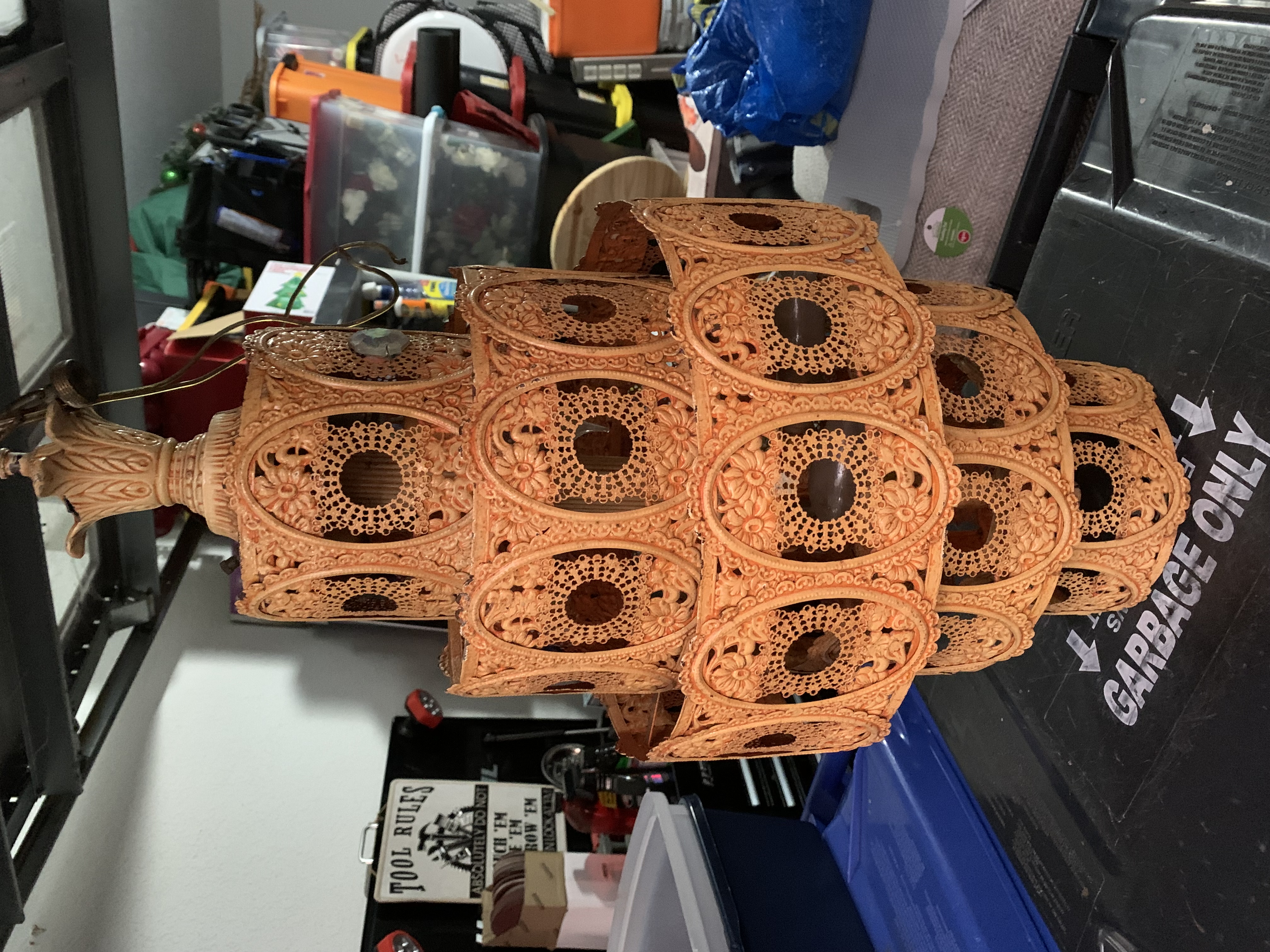 Mid-Century Moroccan Pierced Metal Hanging Lantern