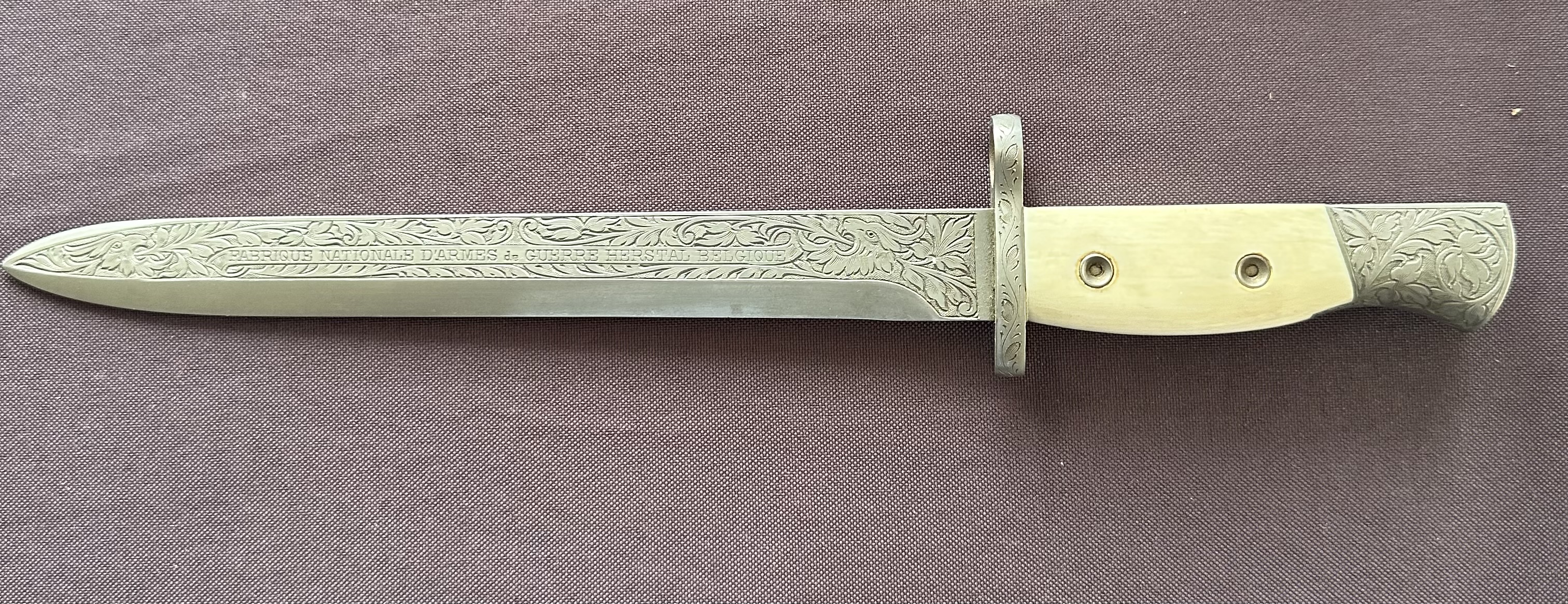 Belgian FN Herstal Engraved Dress Dagger