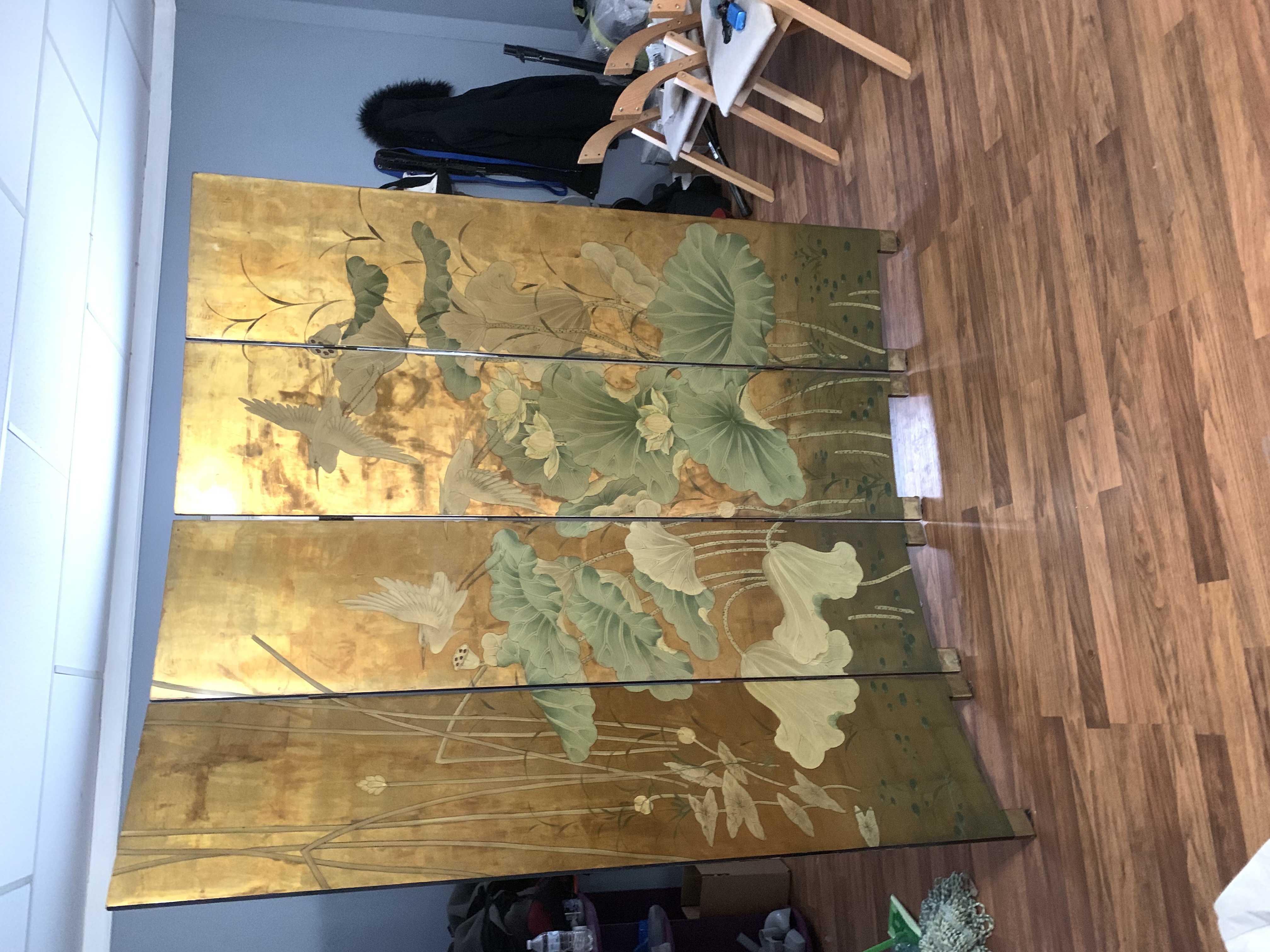 Chinese Style Gilt Lacquer Four-Panel Screen