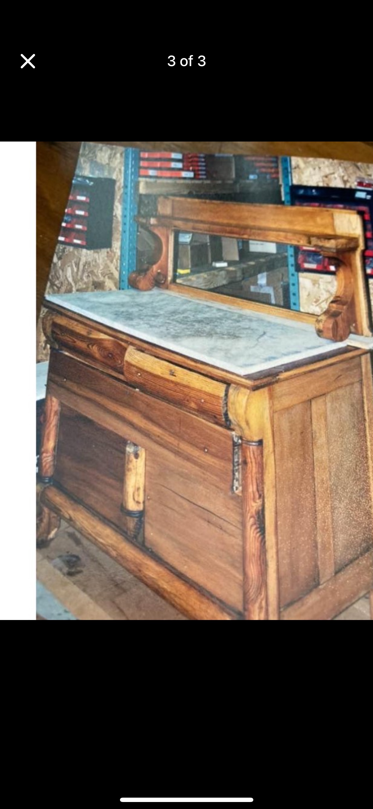 American Victorian Period Pine and Marble Washstand