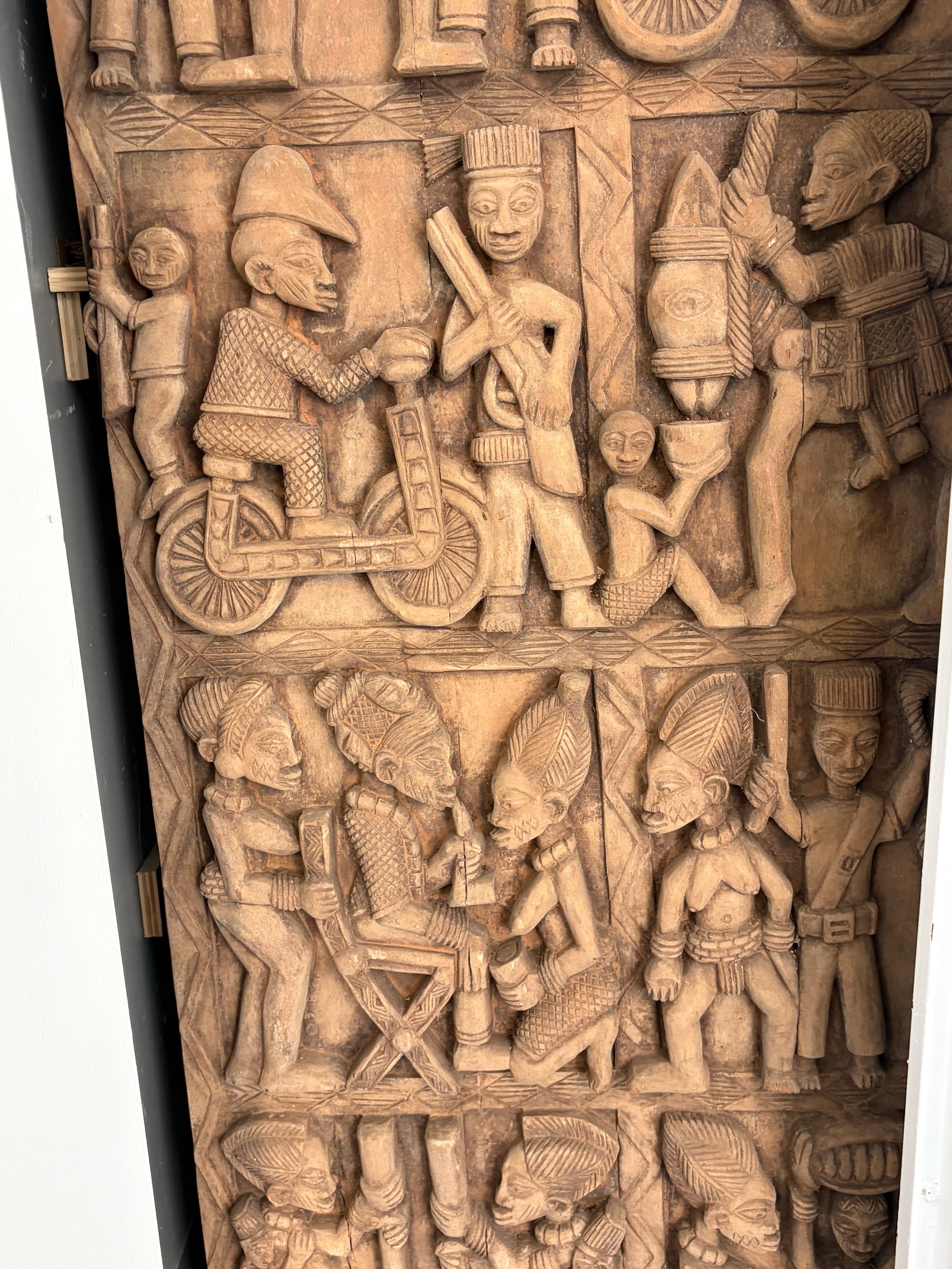 Yoruba-Style Carved Wooden Narrative Door Panel thumbnail 3
