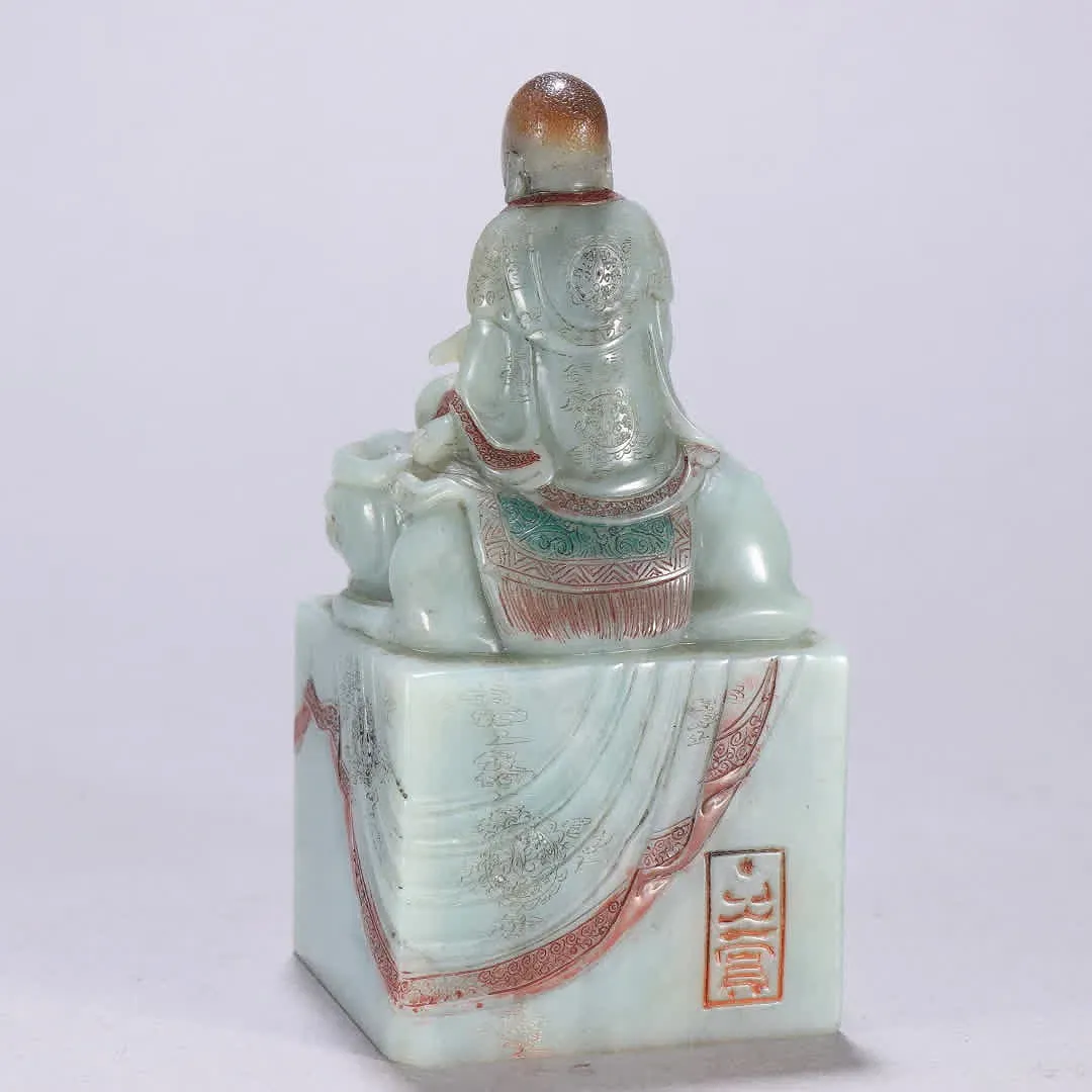 Chinese Hardstone Seal with Immortal Rider and Apocryphal Yongzheng Mark thumbnail 5