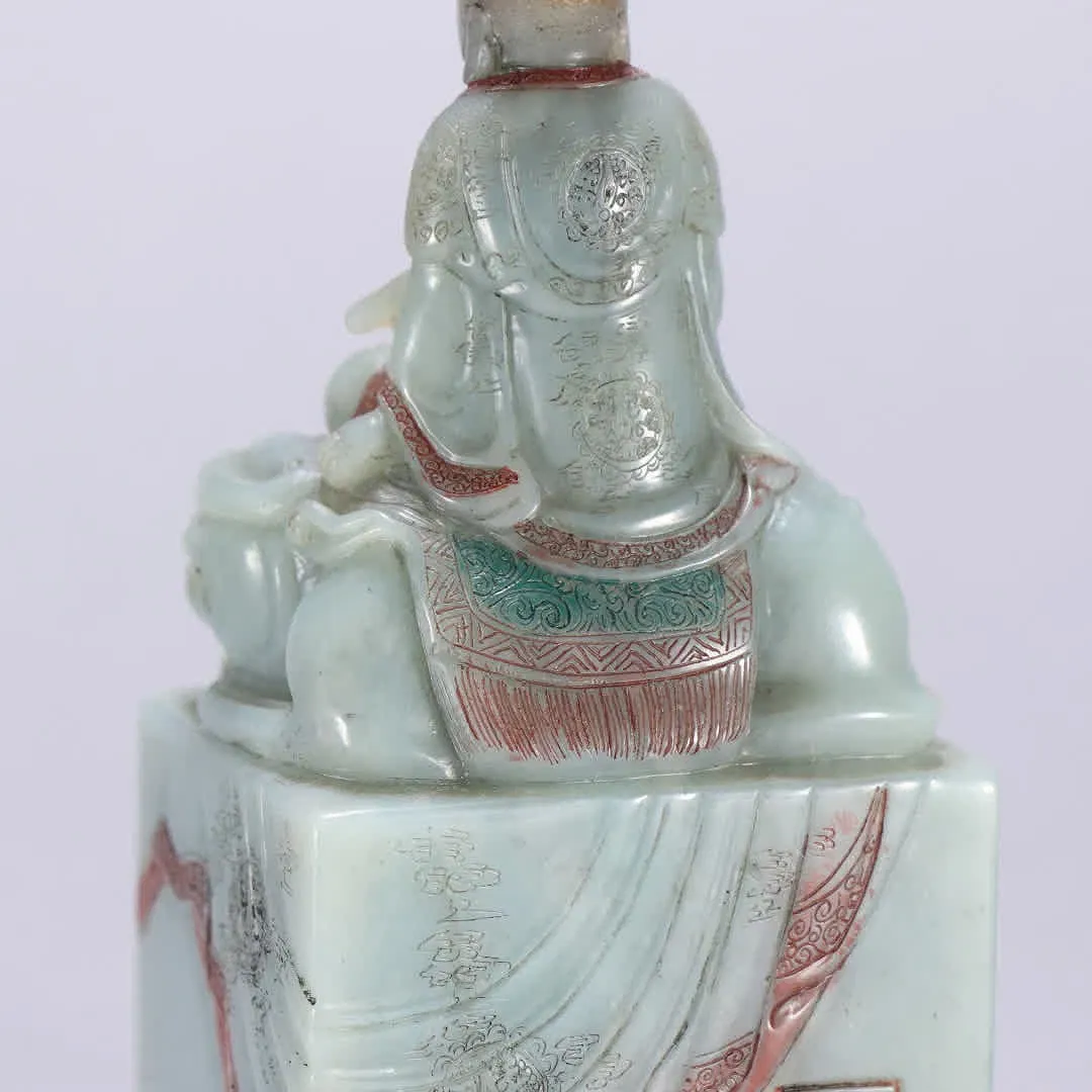 Chinese Hardstone Seal with Immortal Rider and Apocryphal Yongzheng Mark thumbnail 6