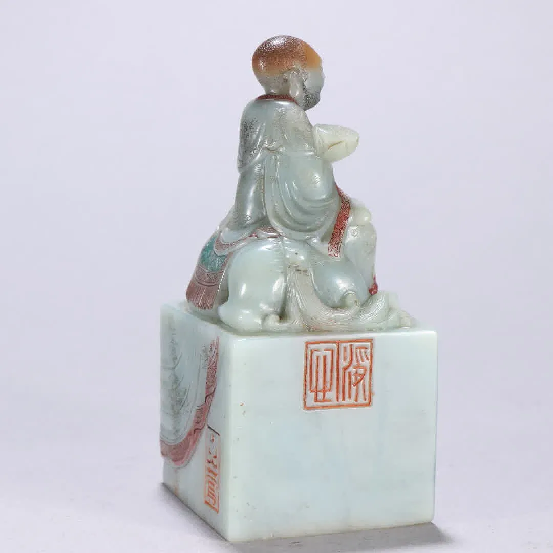 Chinese Hardstone Seal with Immortal Rider and Apocryphal Yongzheng Mark thumbnail 7