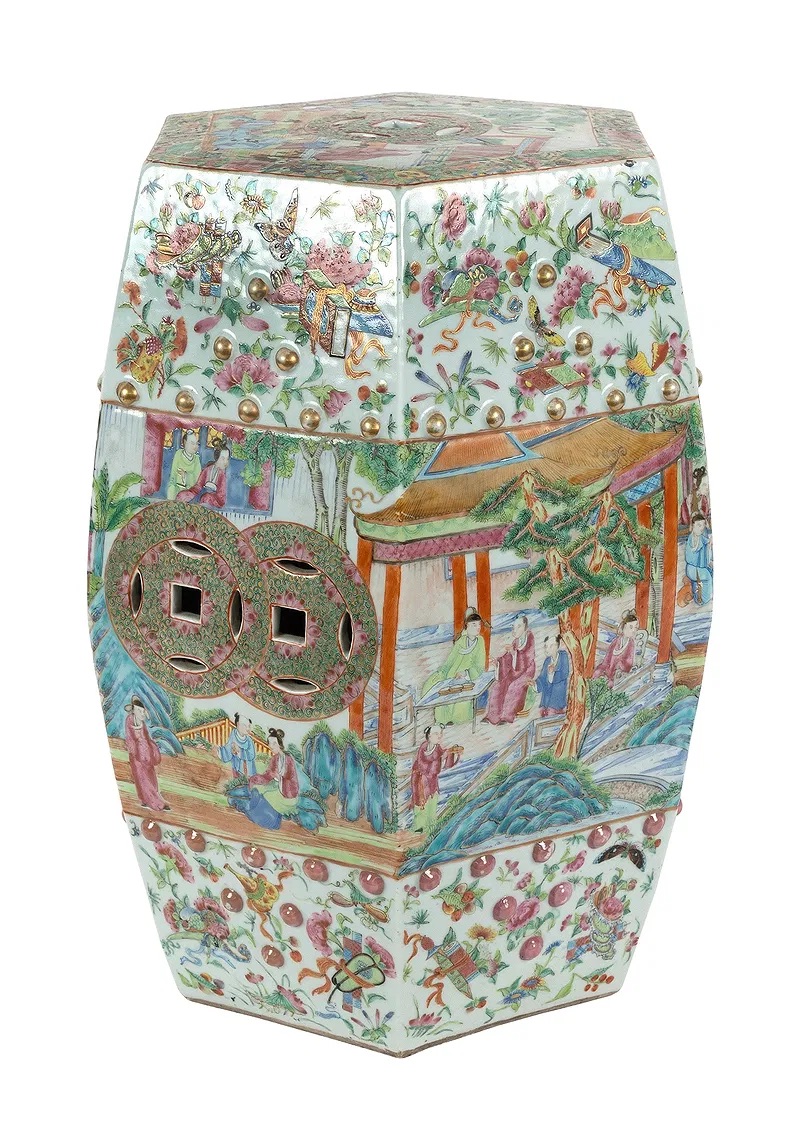 Chinese Famille Rose Hexagonal Garden Seat thumbnail 3