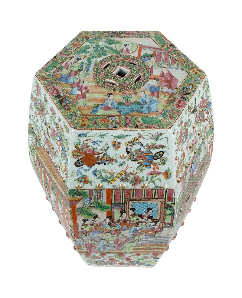 Chinese Famille Rose Hexagonal Garden Seat thumbnail 4