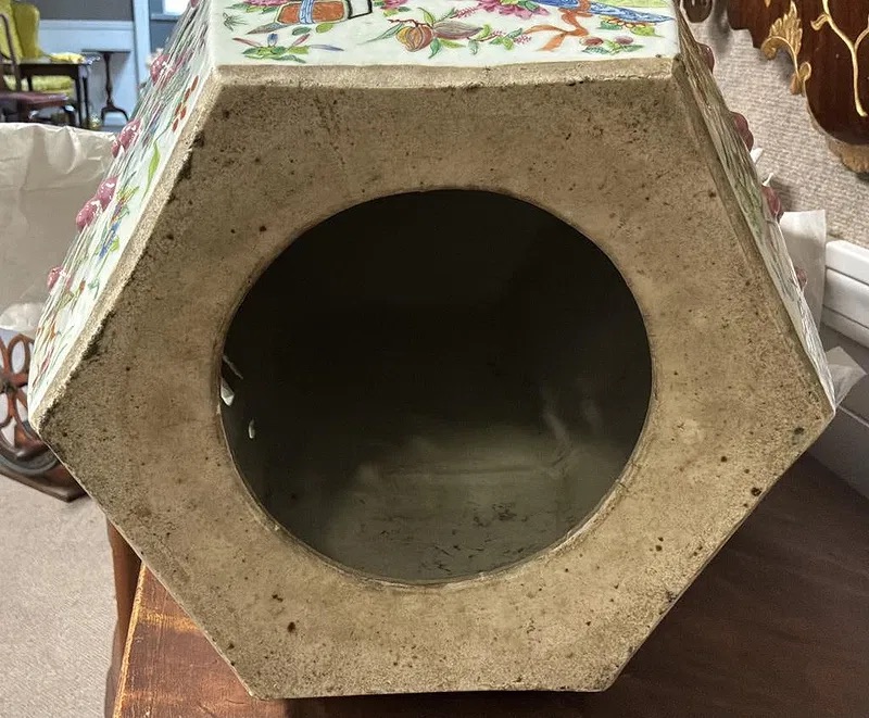 Chinese Famille Rose Hexagonal Garden Seat thumbnail 5