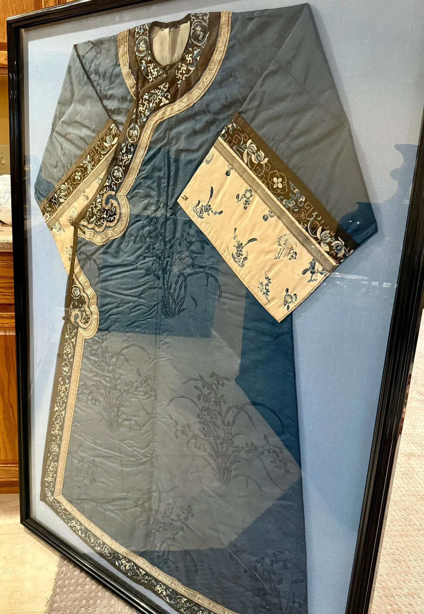 Qing Dynasty Blue Silk Woman's Embroidered Robe