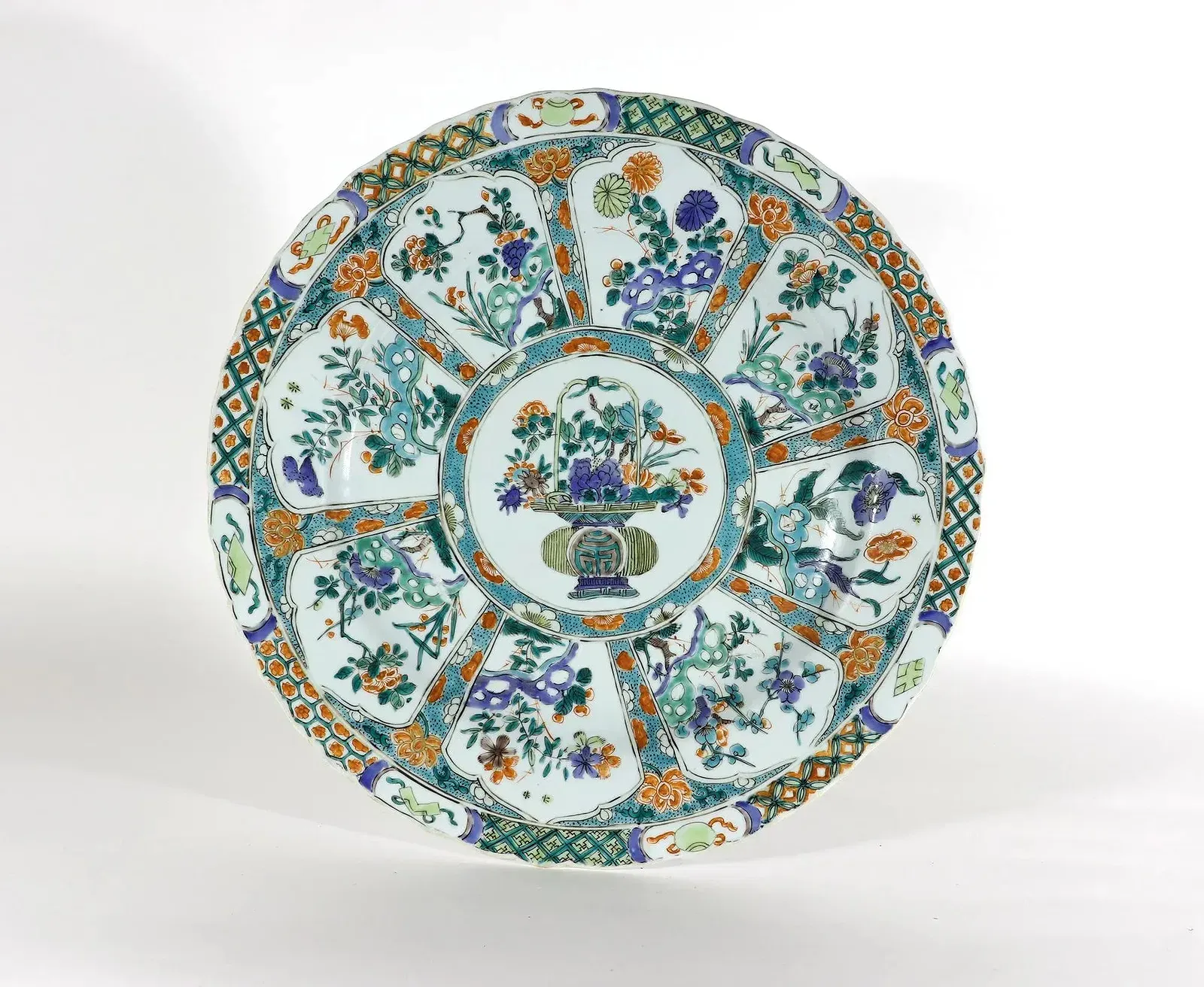 Japanese Meiji Period Arita Porcelain Charger with Enamel Decoration
