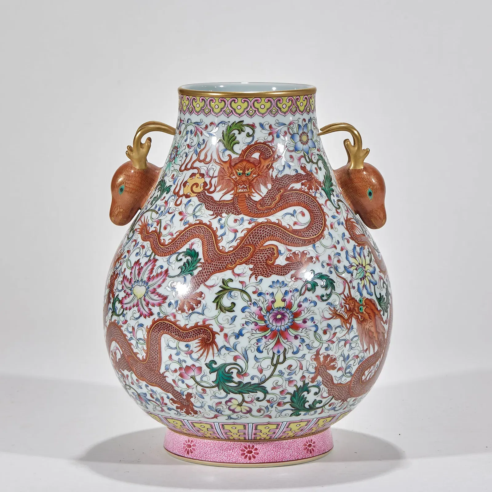 Chinese Famille Rose Dragon Vase
