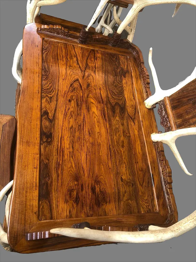Chinese Antler-Form Huanghuali Style Scholars’ Chair and Table Suite thumbnail 4