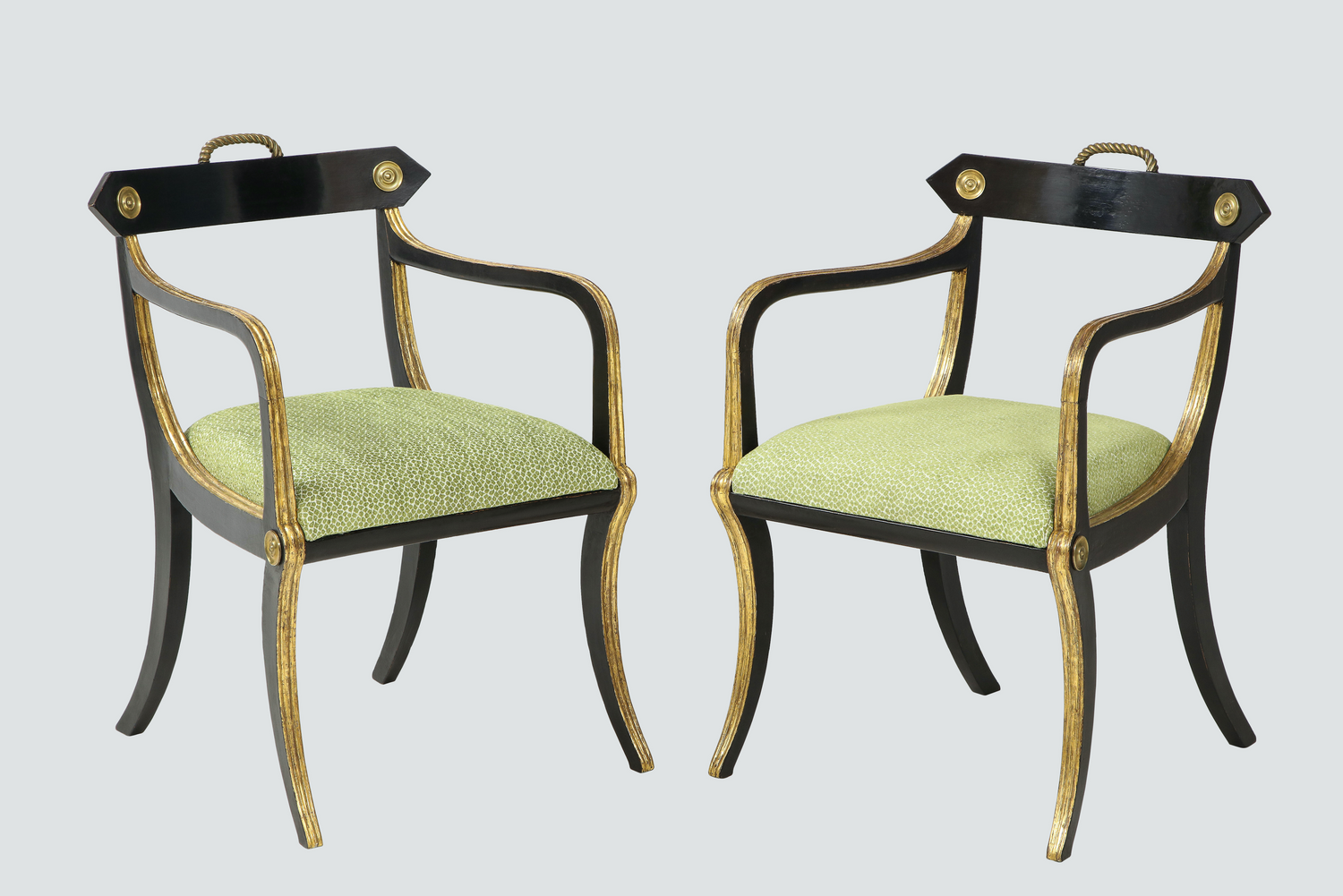 Pair of John Gee Regency Parcel Gilt Armchairs thumbnail 3