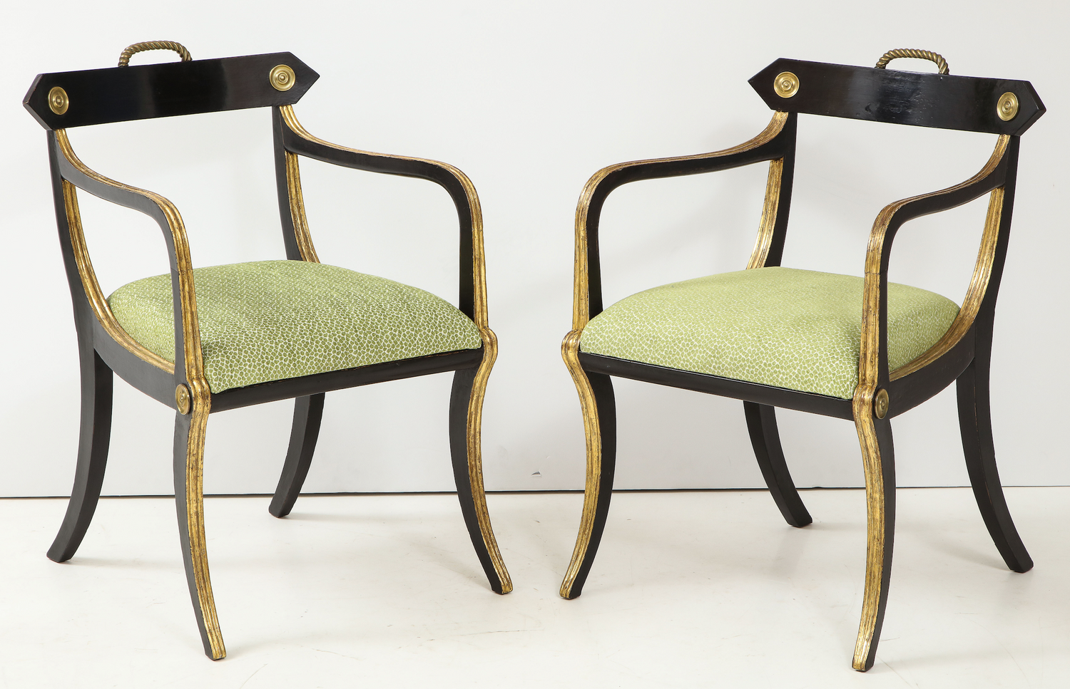 Pair of John Gee Regency Parcel Gilt Armchairs thumbnail 5