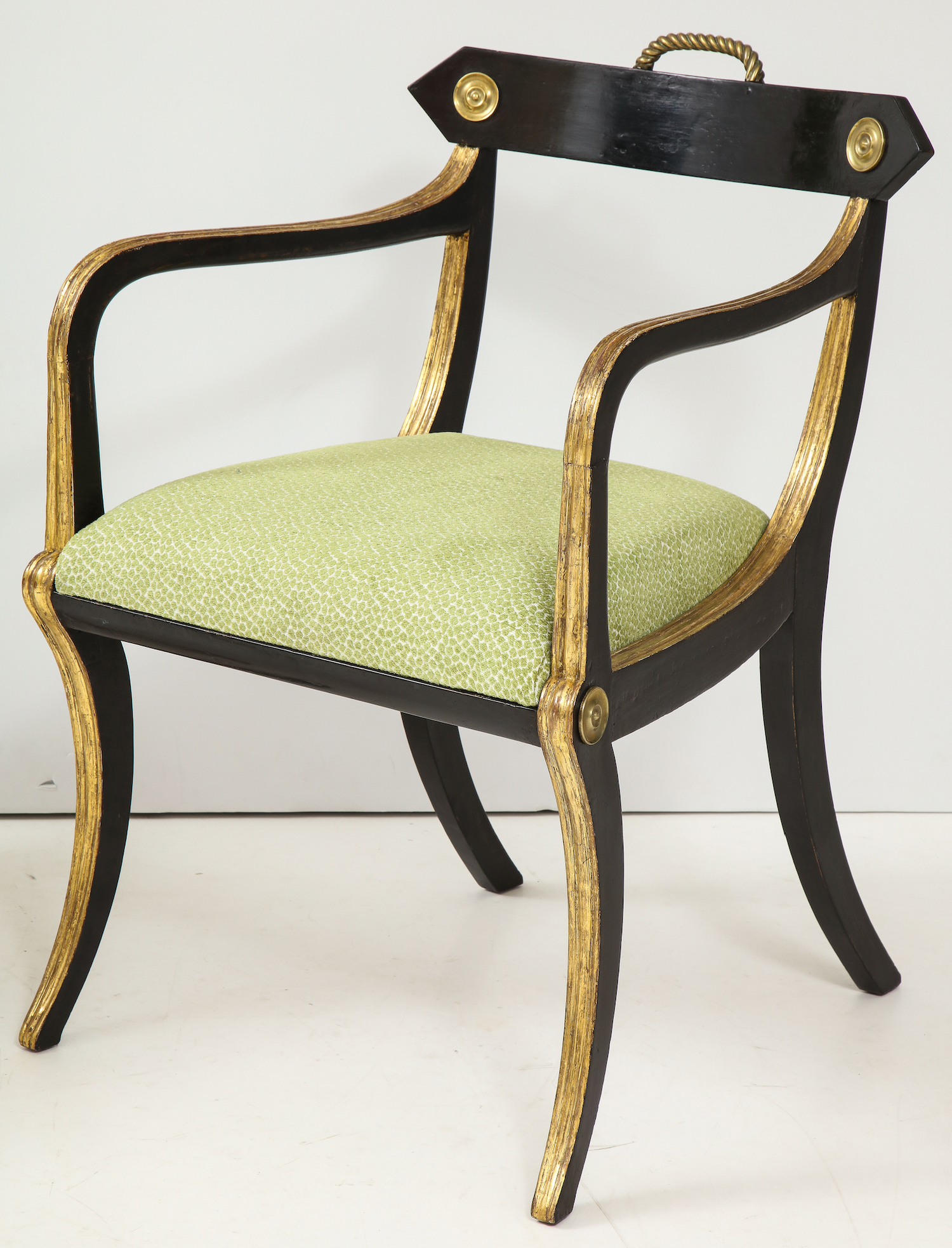 Pair of John Gee Regency Parcel Gilt Armchairs thumbnail 7