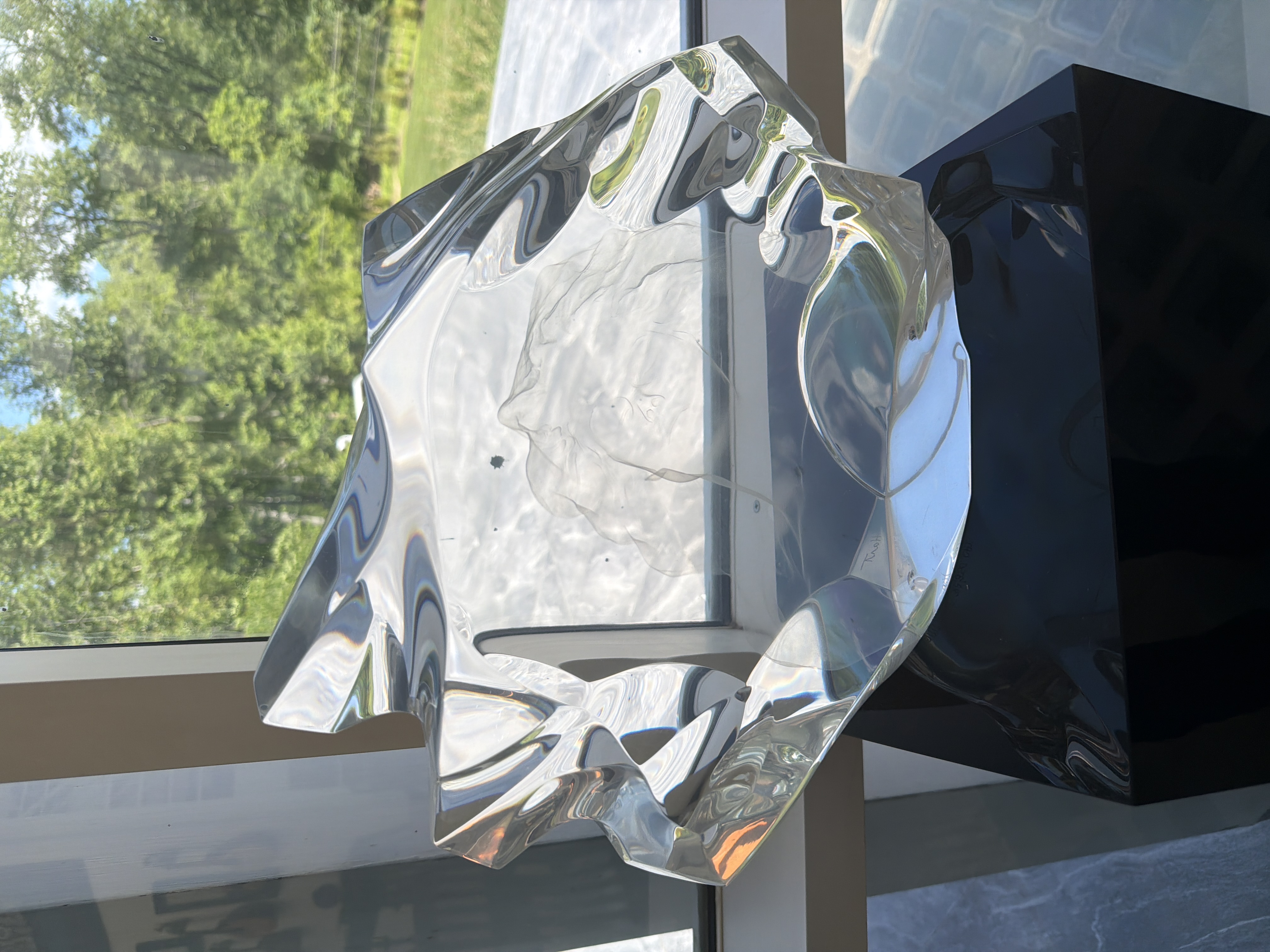 Contemporary Abstract Clear Acrylic Sculpture