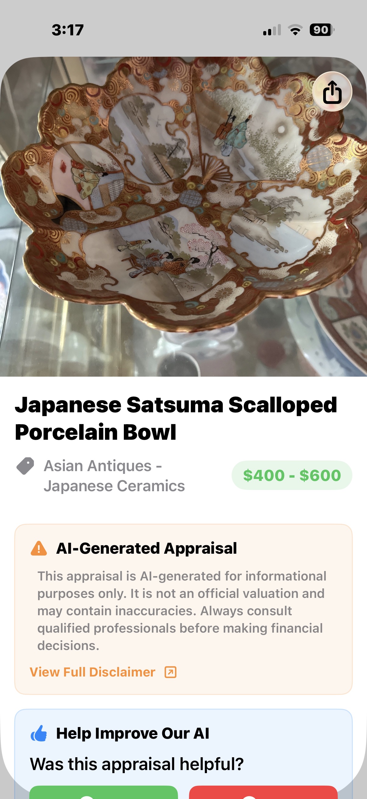 Japanese Satsuma Scalloped Porcelain Bowl