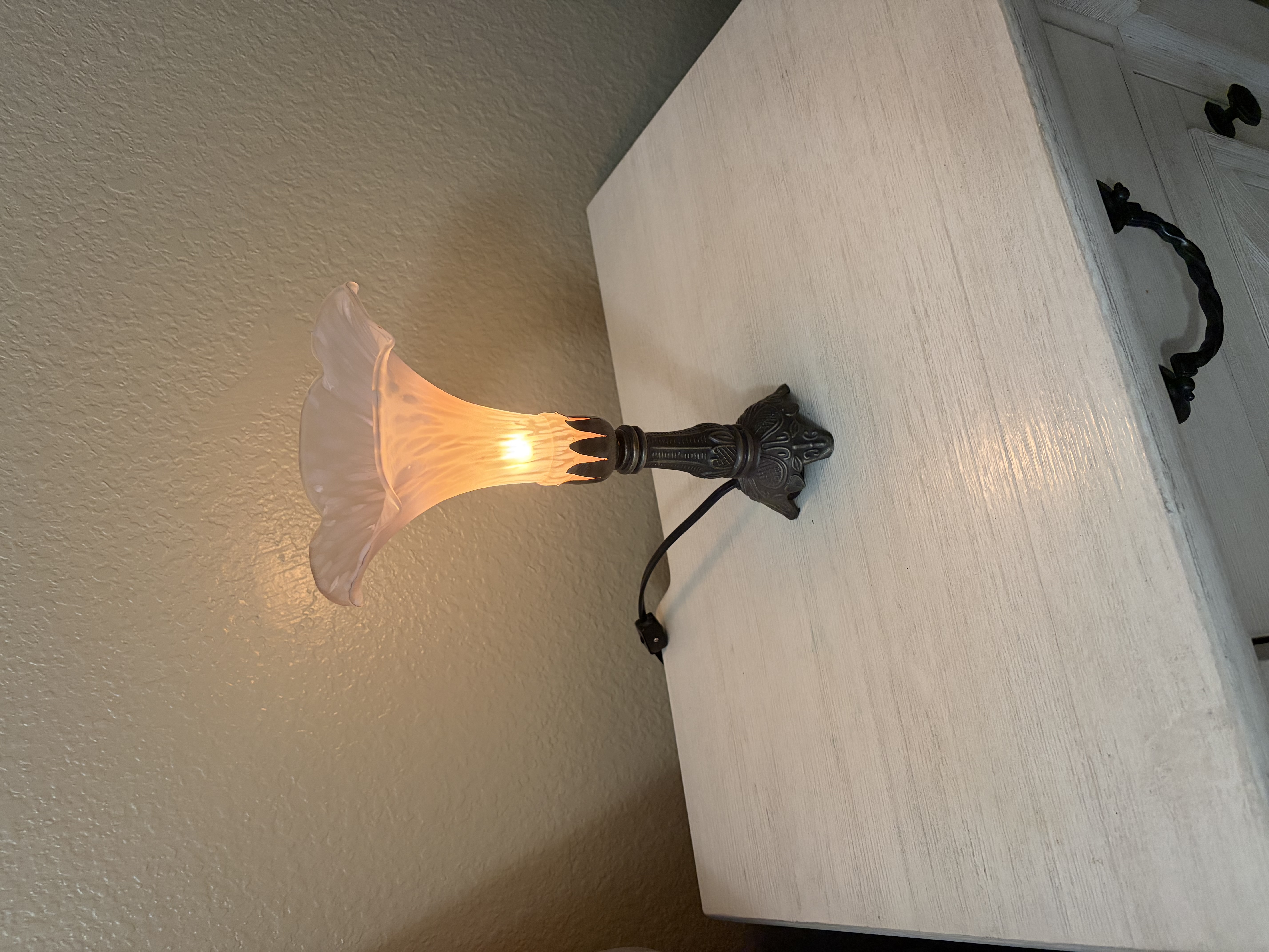 Art Nouveau Style Brass and Glass Table Lamp