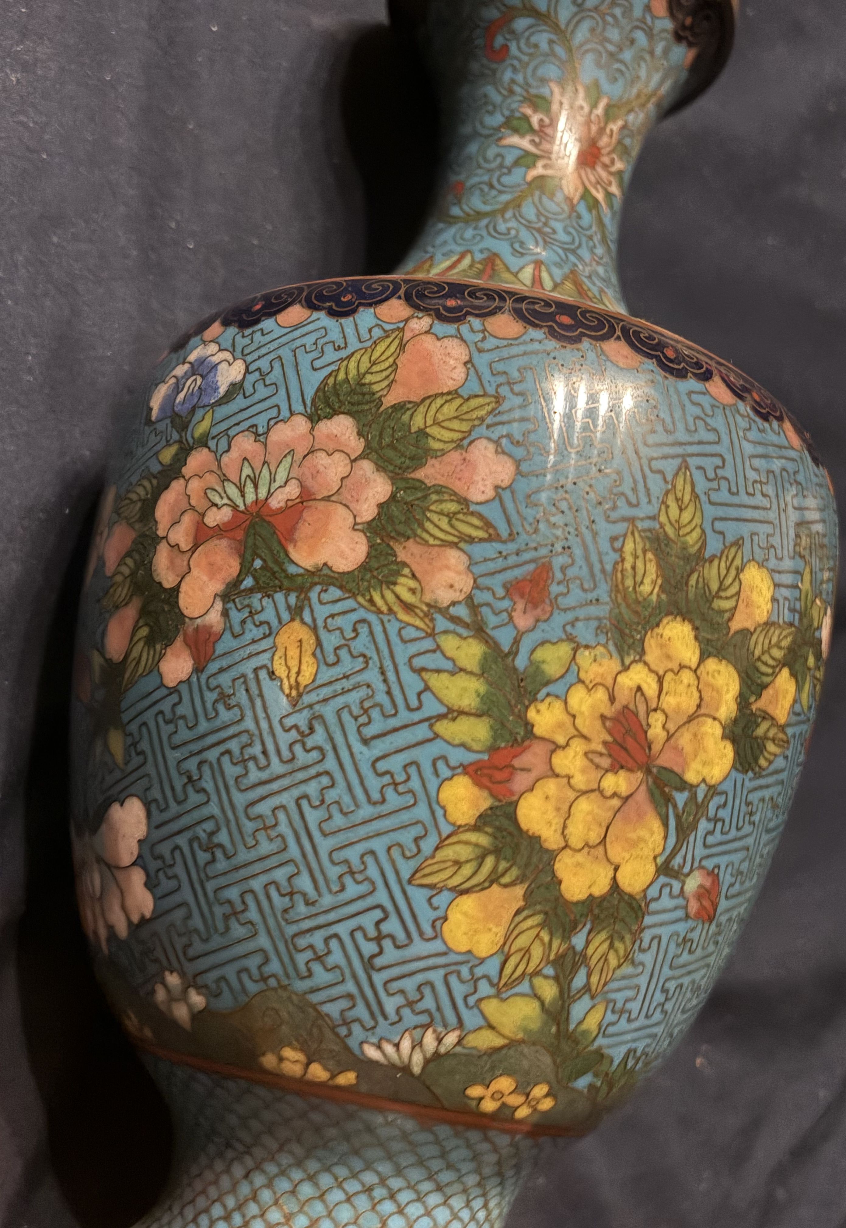 Chinese Late Qing/Republic Period Cloisonné Baluster Vase thumbnail 2