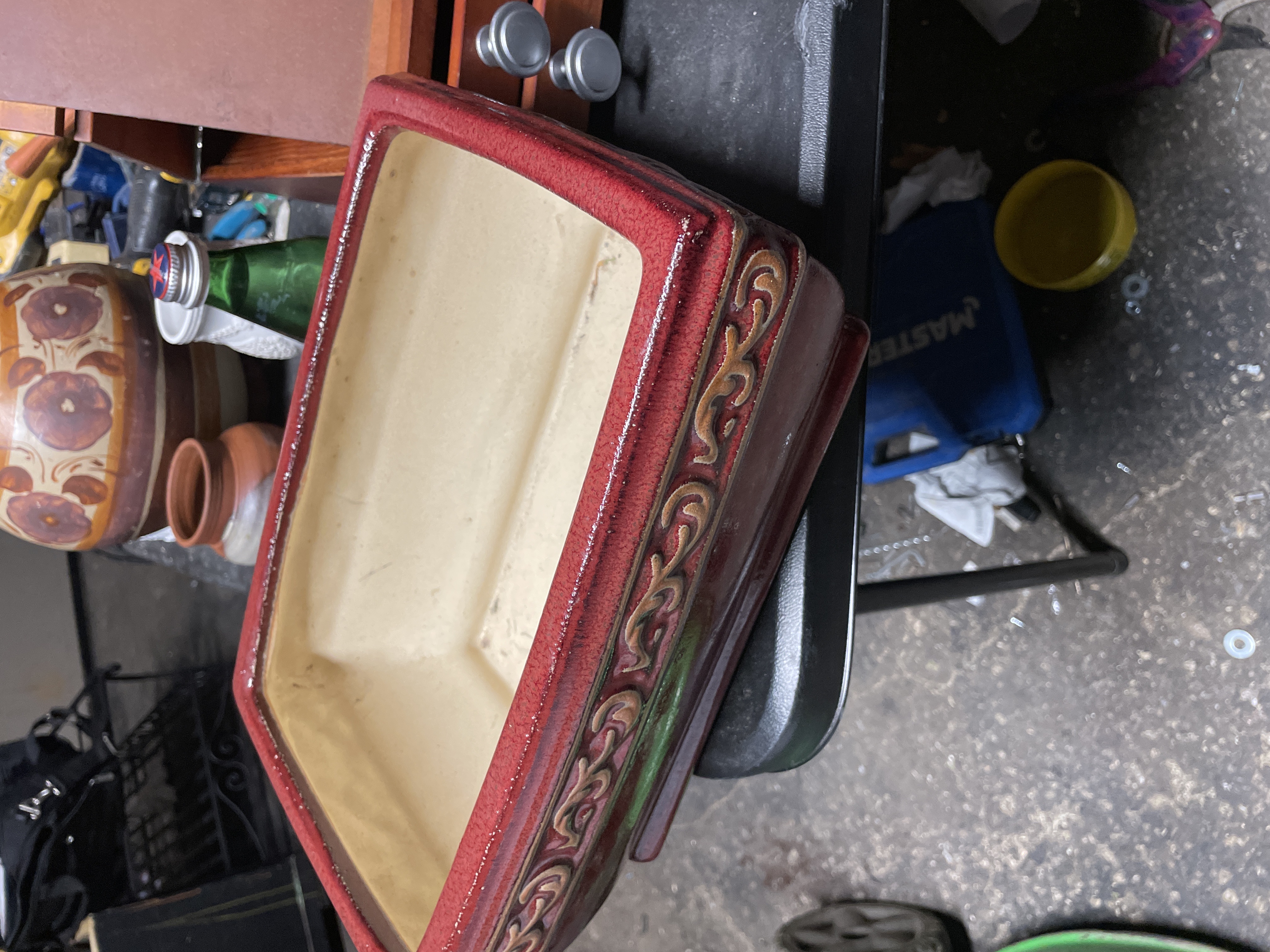 Art Nouveau Red Glazed Ceramic Jardiniere