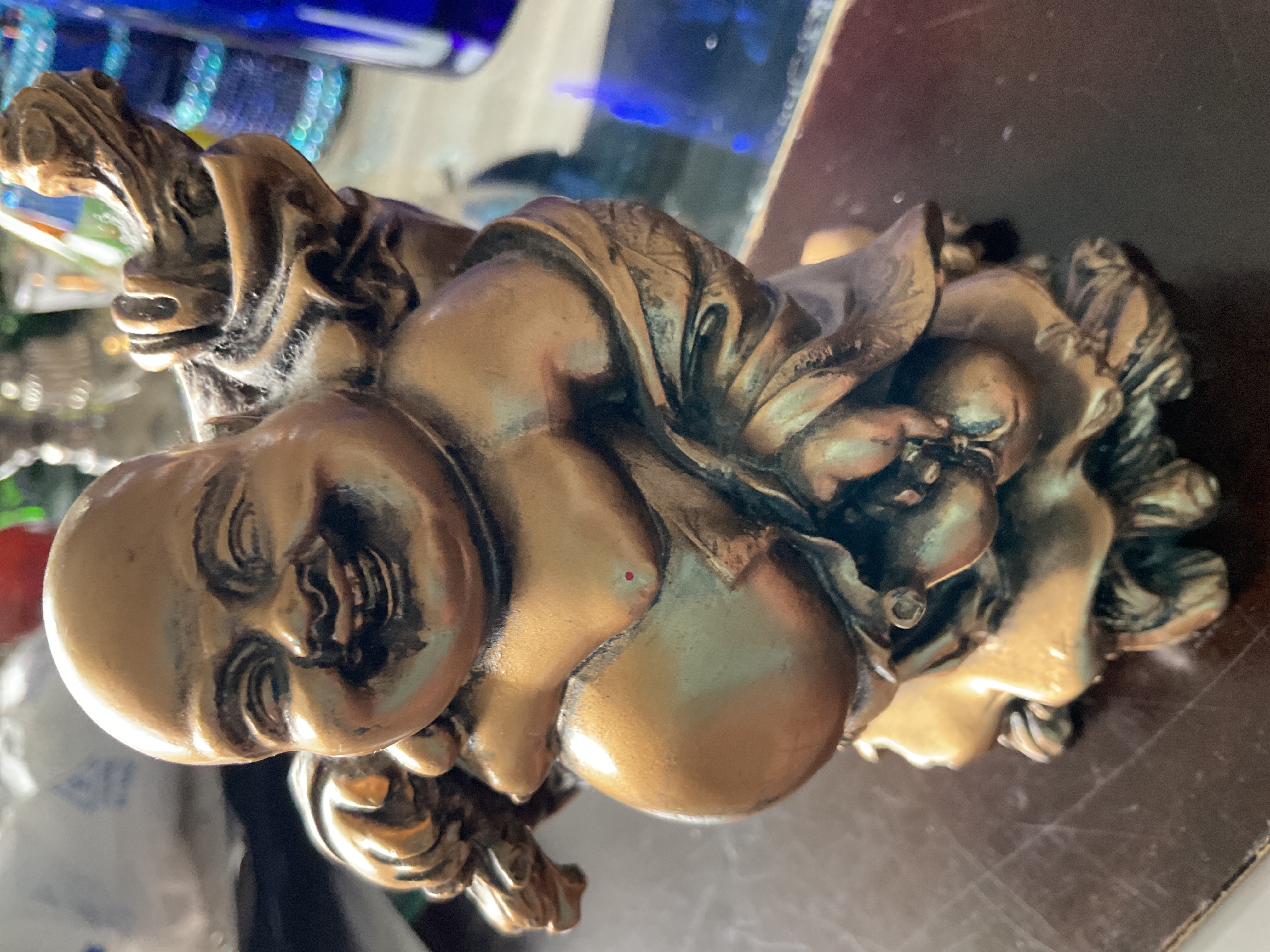Chinese Laughing Buddha Bronze-Effect Figurine