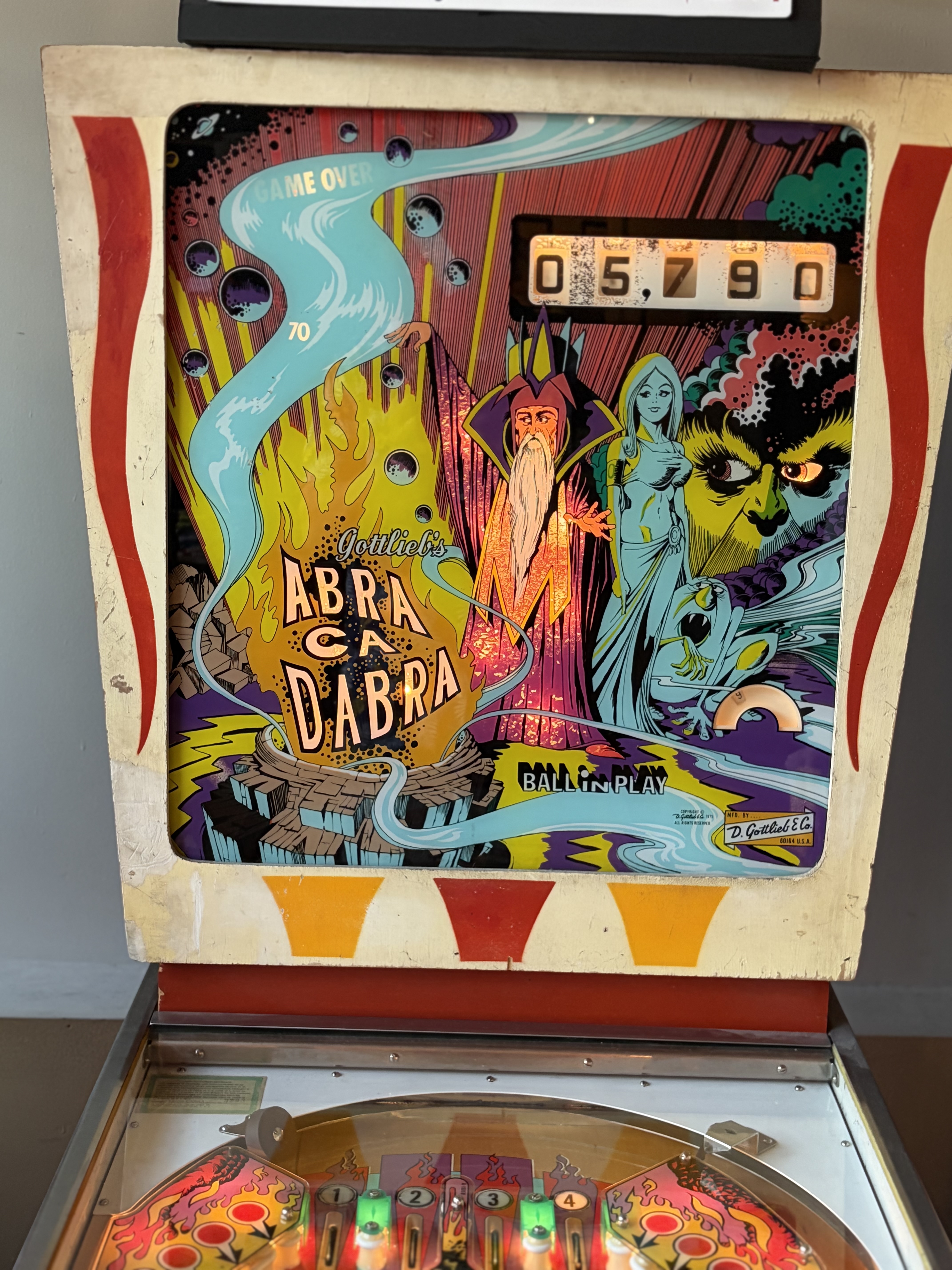 1975 Gottlieb Abra Ca Dabra Electro-Mechanical Pinball Machine thumbnail 4