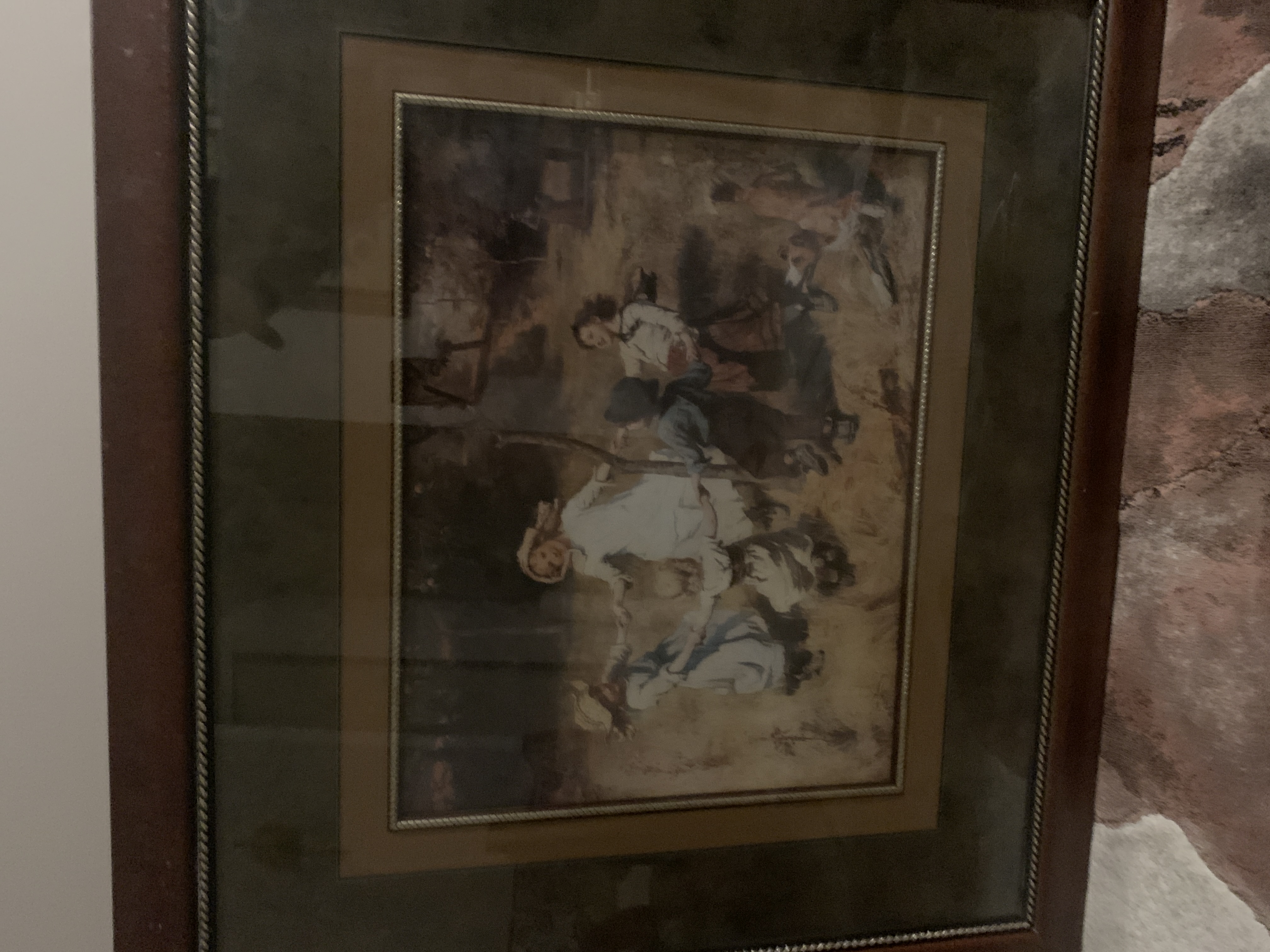 Victorian-Style Genre Offset Lithograph on Paper 'Children’s Ring Dance' (Framed)