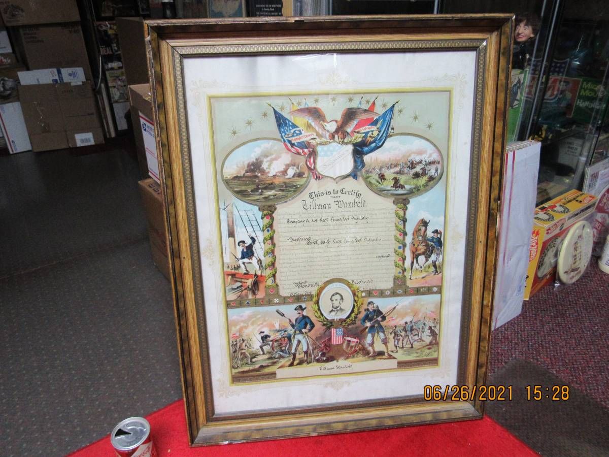 American Civil War Period Fraternal Discharge Certificate (Chromolithograph)