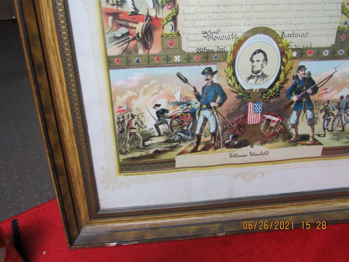 American Civil War Period Fraternal Discharge Certificate (Chromolithograph) thumbnail 4