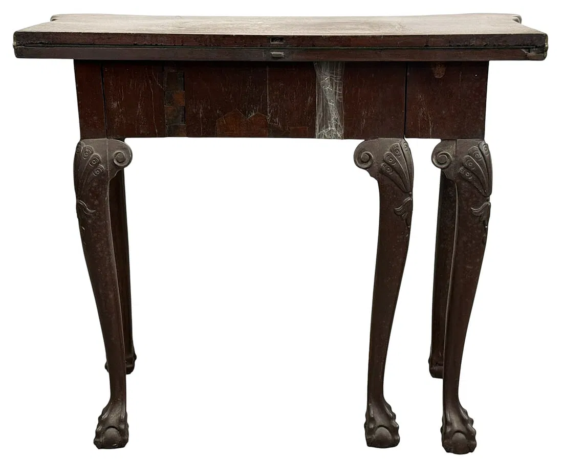 American Chippendale Style Mahogany Folding Card Table thumbnail 3