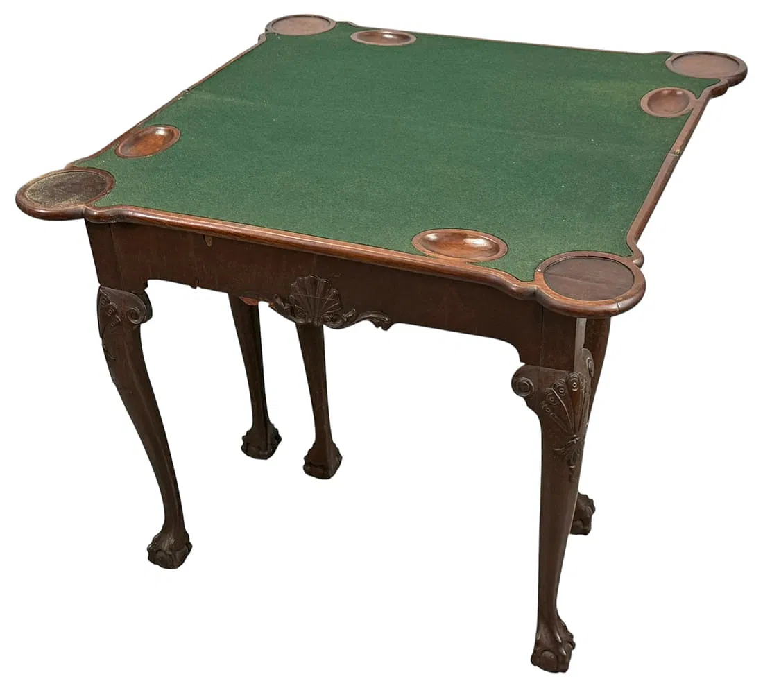American Chippendale Style Mahogany Folding Card Table thumbnail 6