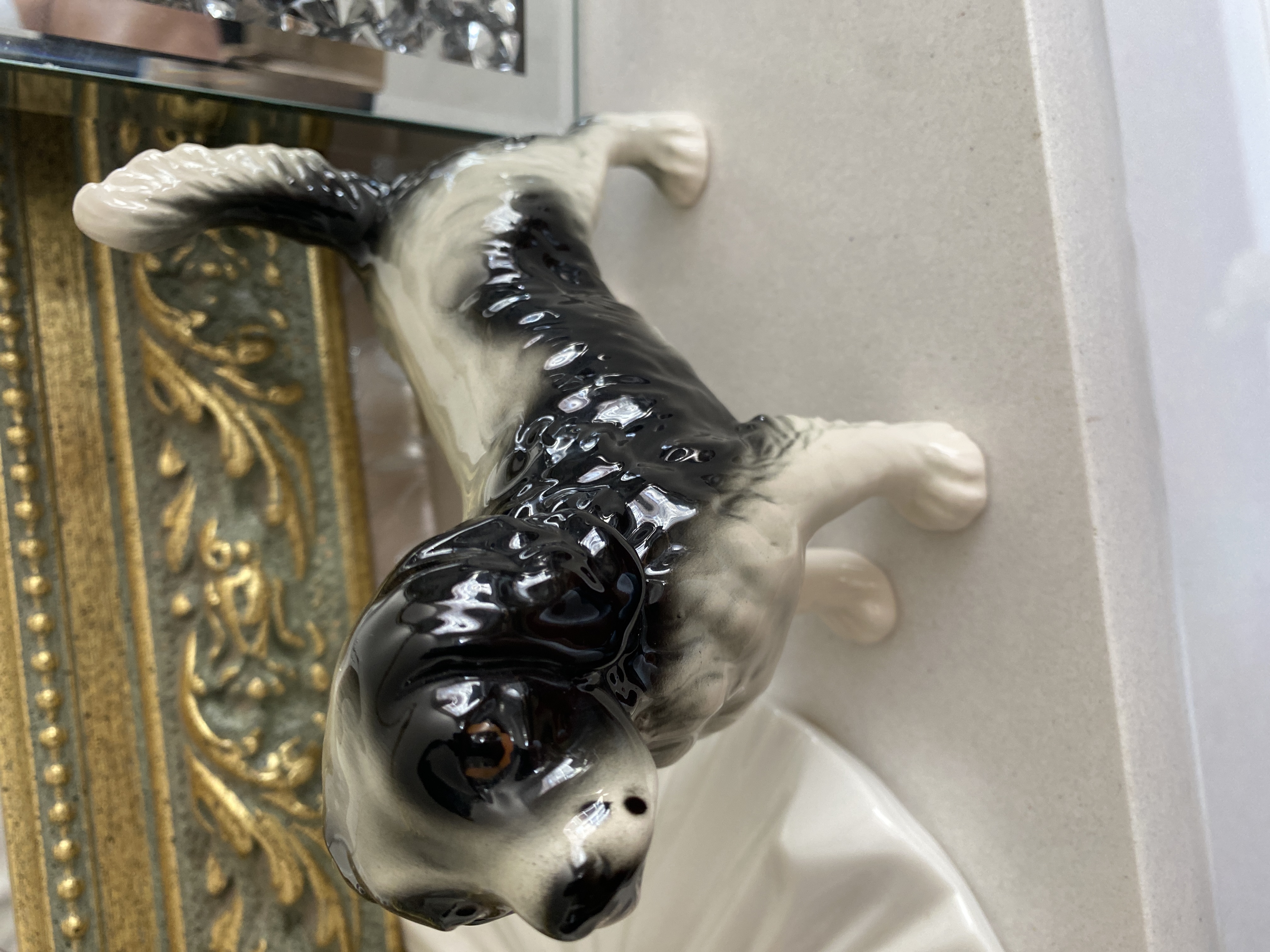 Mid-20th Century Glazed Ceramic Spaniel Figurine