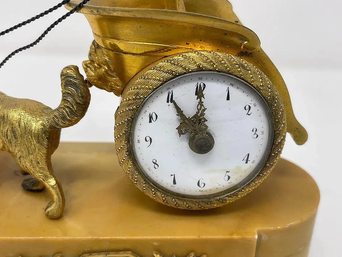 French Empire Period Gilt Bronze Figural Mantel Clock with Cupid and Dog thumbnail 2