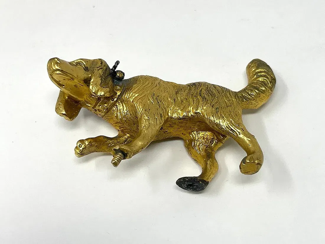 French Empire Period Gilt Bronze Figural Mantel Clock with Cupid and Dog thumbnail 11