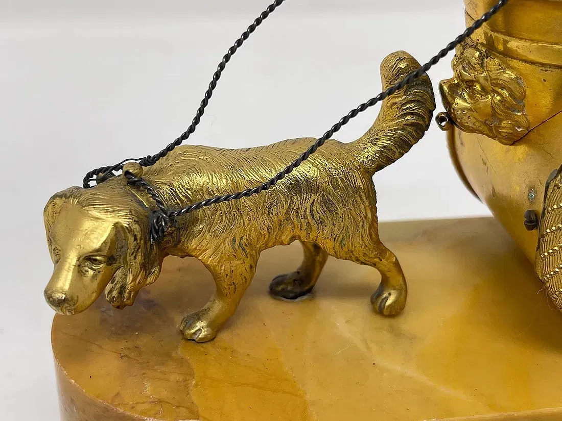 French Empire Period Gilt Bronze Figural Mantel Clock with Cupid and Dog thumbnail 4