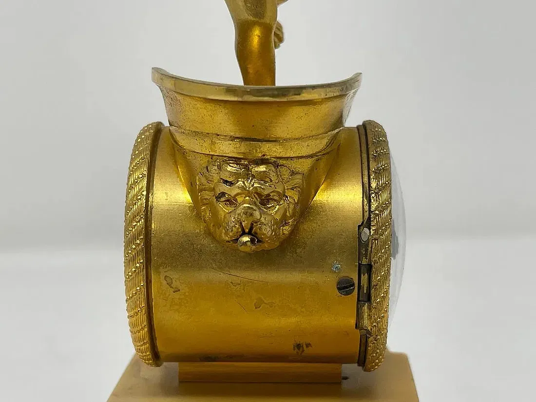 French Empire Period Gilt Bronze Figural Mantel Clock with Cupid and Dog thumbnail 5