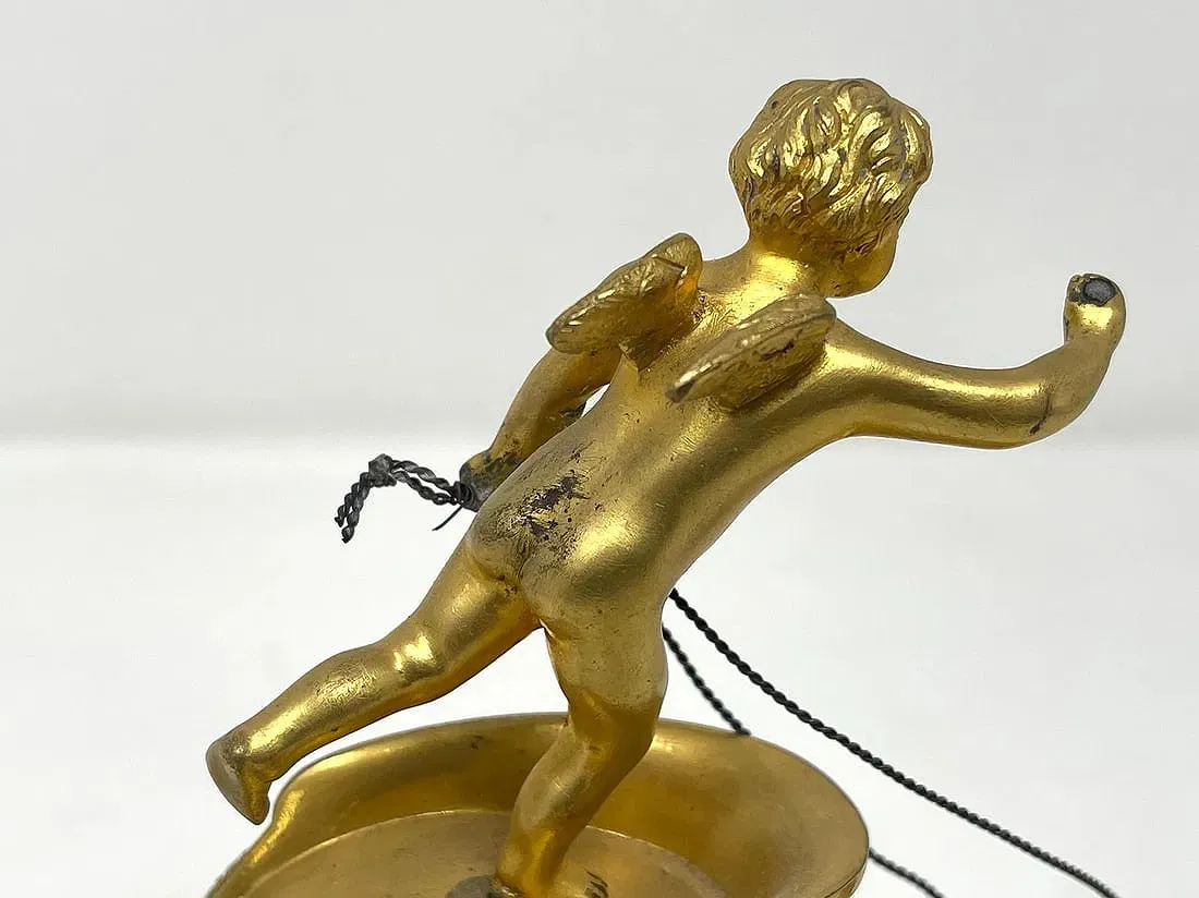 French Empire Period Gilt Bronze Figural Mantel Clock with Cupid and Dog thumbnail 8