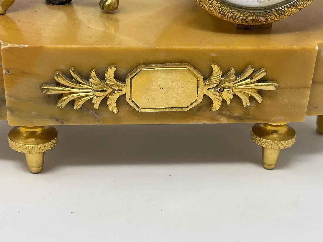 French Empire Period Gilt Bronze Figural Mantel Clock with Cupid and Dog thumbnail 9