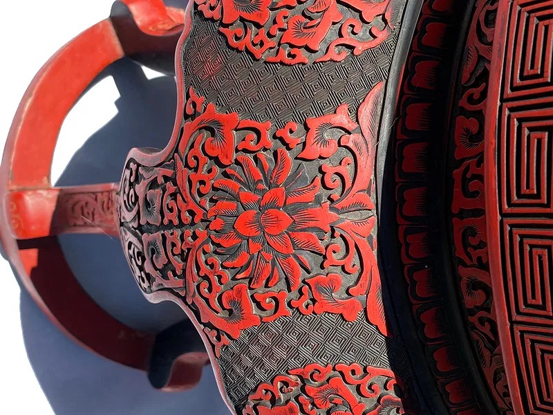 Pair of Chinese Cinnabar Lacquer Style Stools thumbnail 5