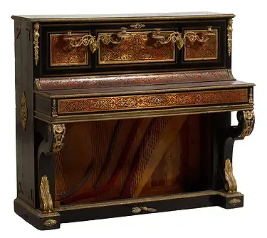 French Napoleon III Period Ebonized Upright Piano with Gilt Bronze Mounts